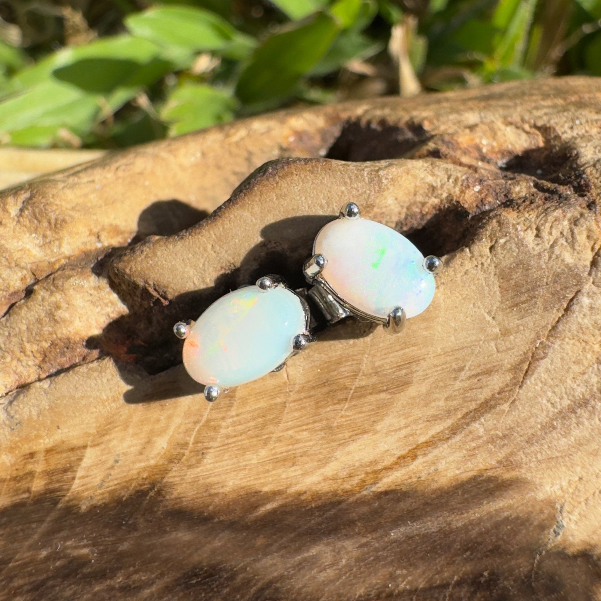 1.4ct Coober Pedy Opal Earrings ~ 'Ocean Shimmer' | 925 Sterling Silver | Solid Australian Opal