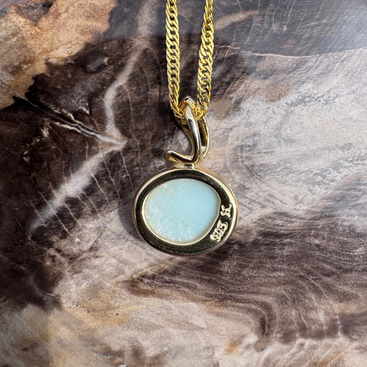 1.4ct Coober Pedy Opal Pendant Necklace ~ 'Beechworth Gold' | Yellow Gold Coated 925 Sterling Silver | Solid Australian Opal