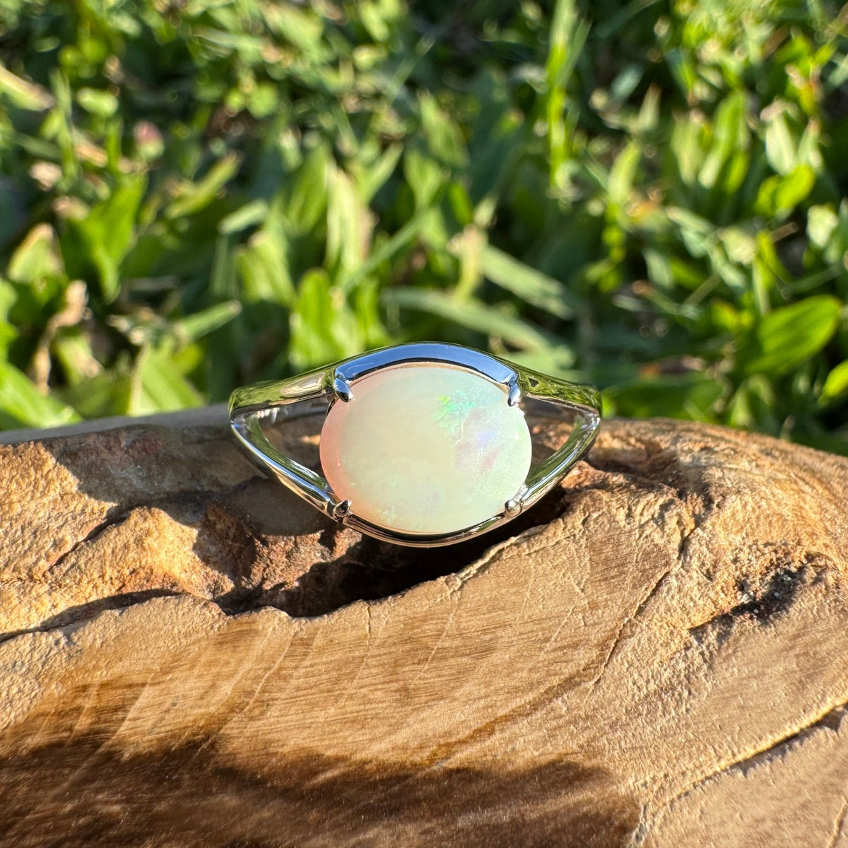 1.4ct Coober Pedy Opal Ring ~ 'Hellfire Bay Blues' | 925 Sterling Silver | Solid Australian Opal