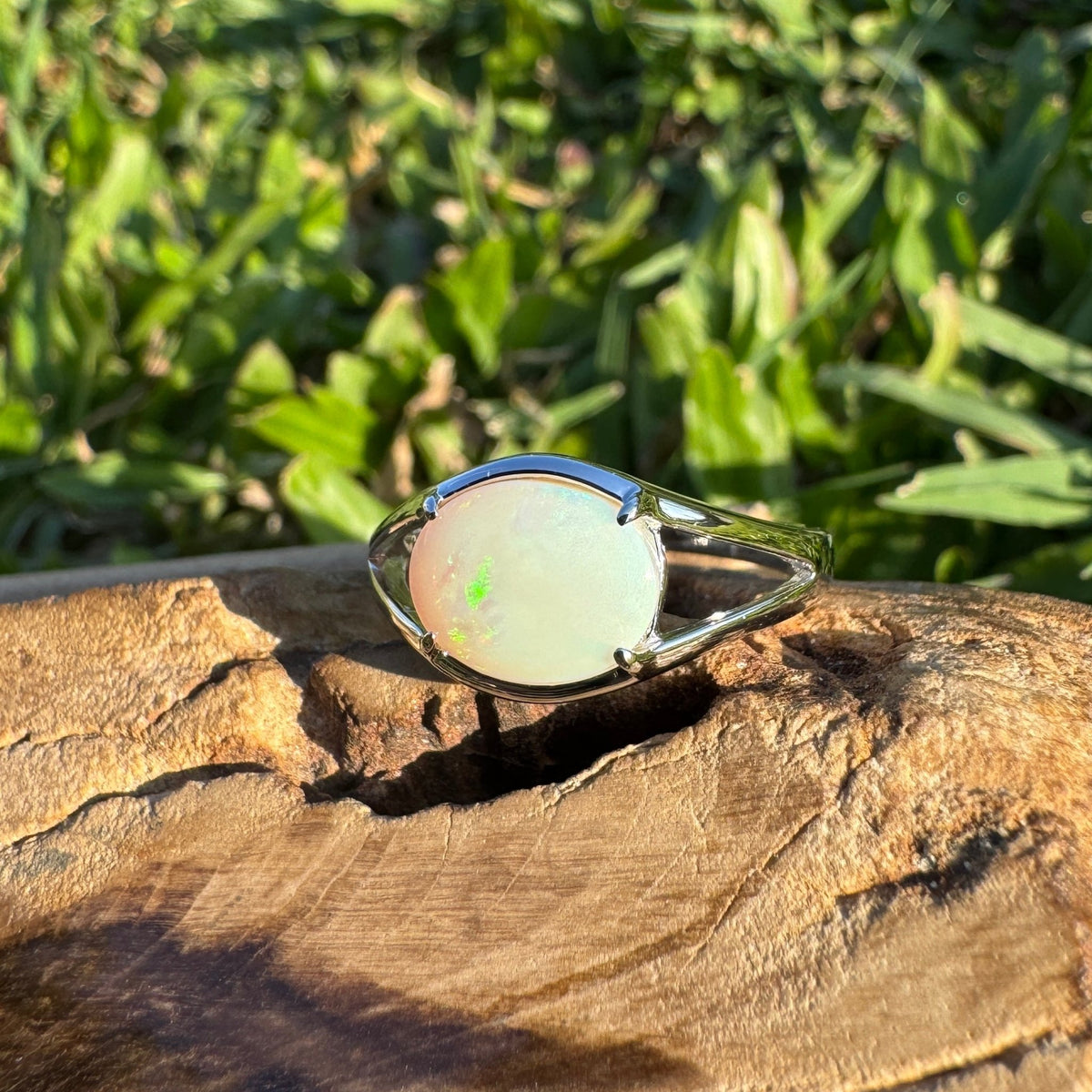 1.4ct Coober Pedy Opal Ring ~ 'Hellfire Bay Blues' | 925 Sterling Silver | Solid Australian Opal