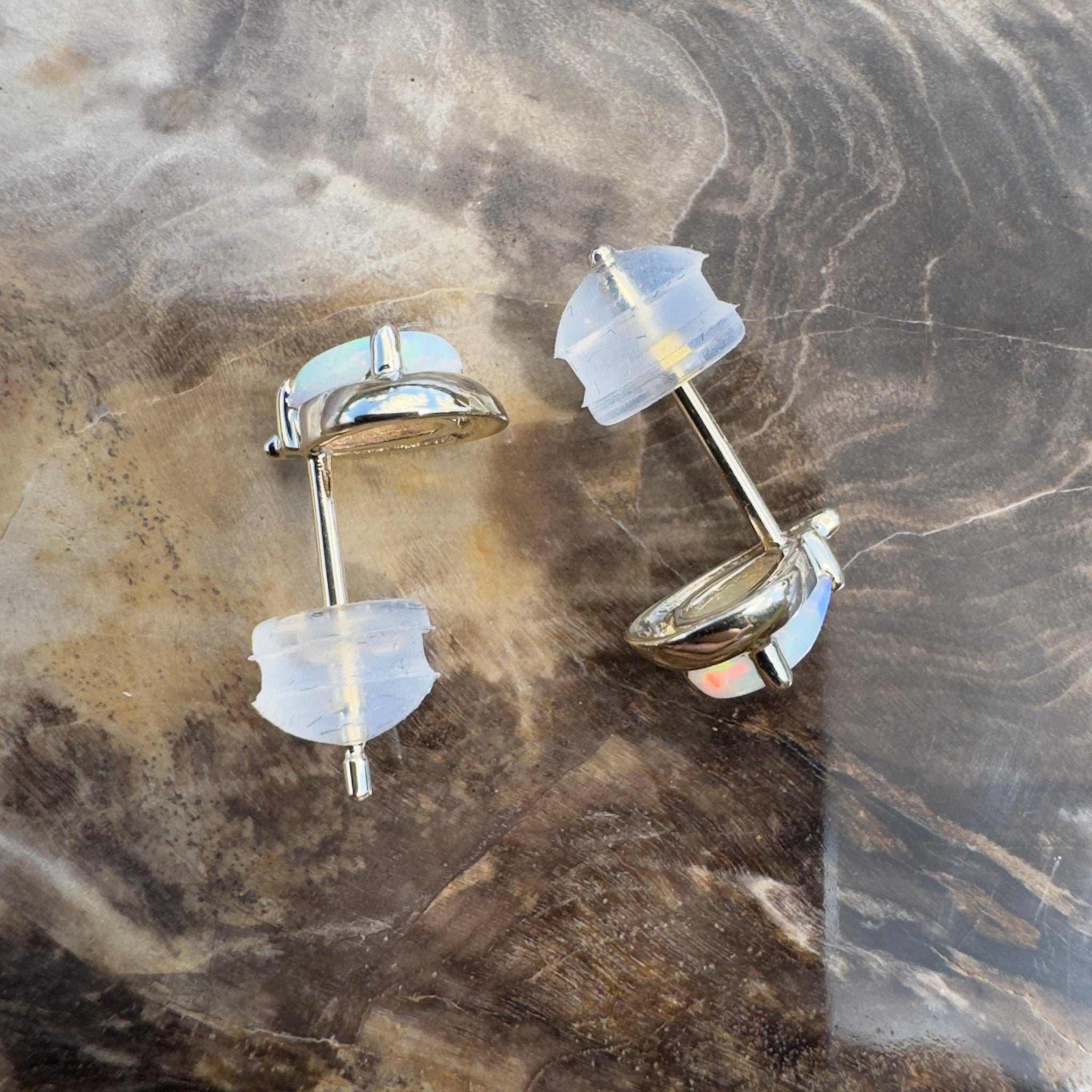 1.4ct Coober Pedy Opal Stud Earrings ~ 'Trigg Point Studs' | 9ct Yellow Gold | Solid Australian Opal