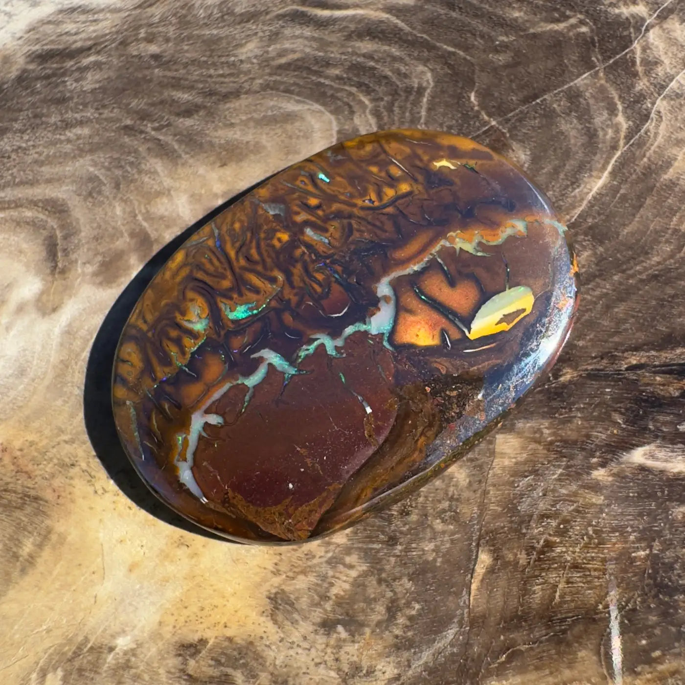 Polished Boulder Opal Gemstone from the 15.9ct Hand-Cut Solid Boulder Opal collection