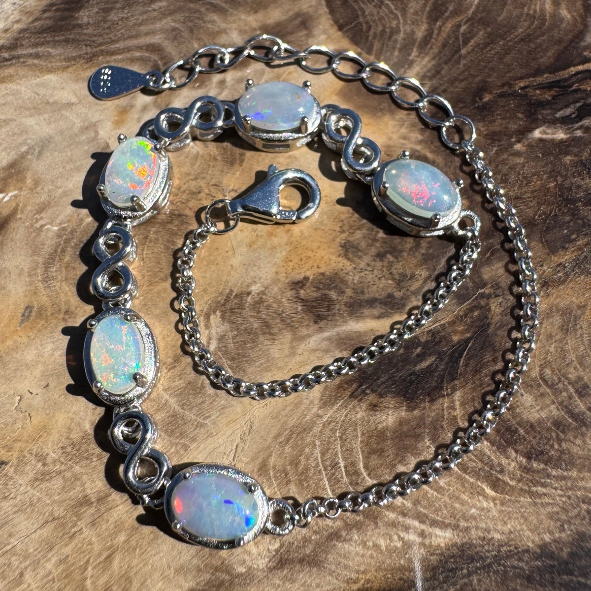 1.5ct Coober Pedy Opal Bracelet ~ 'Lambina Spectrum' | 925 Sterling Silver | Solid Australian Opal