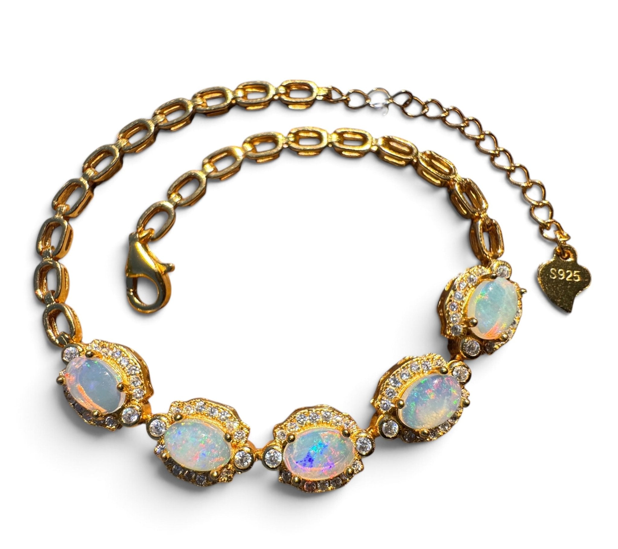 1.5ct Coober Pedy Opal Bracelet ~ 'Mintabie Goldband' | Gold Coated 925 Sterling Silver | Solid Australian Opal