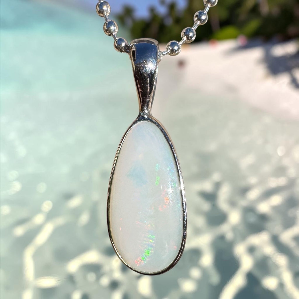 1.5ct Coober Pedy Opal Pendant Necklace ~ 'Lake Tyrrell Skies' | 925 Sterling Silver | Solid Australian Opal