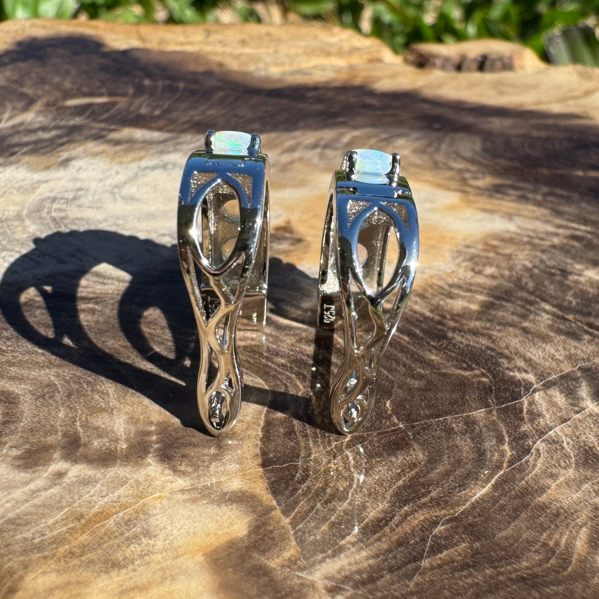 1.5ct Lightning Ridge Crystal Opal Huggie Earrings ~ 'Daylesford Blues' | 925 Sterling Silver | Solid Australian Opal