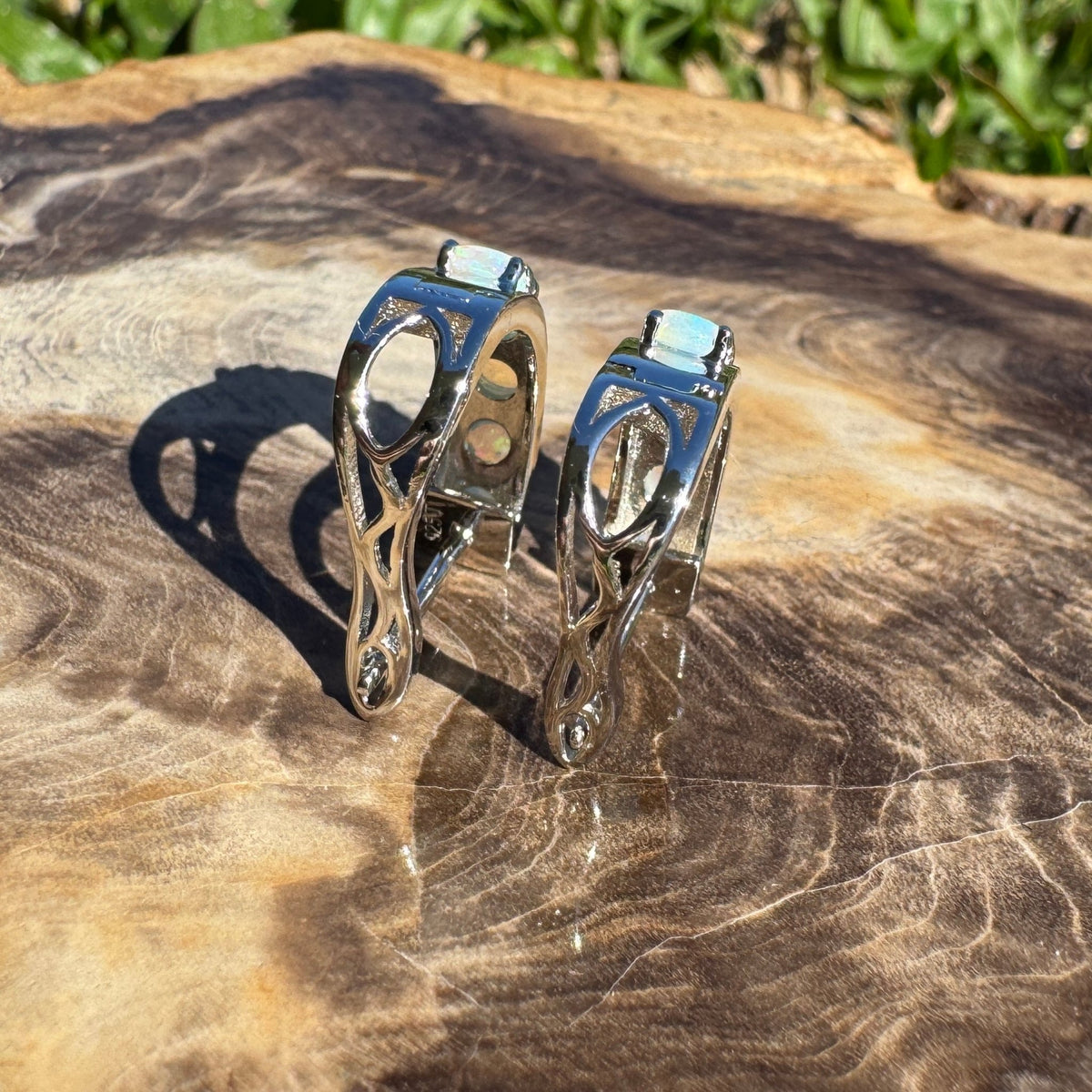 1.5ct Lightning Ridge Crystal Opal Huggie Earrings ~ 'Daylesford Blues' | 925 Sterling Silver | Solid Australian Opal