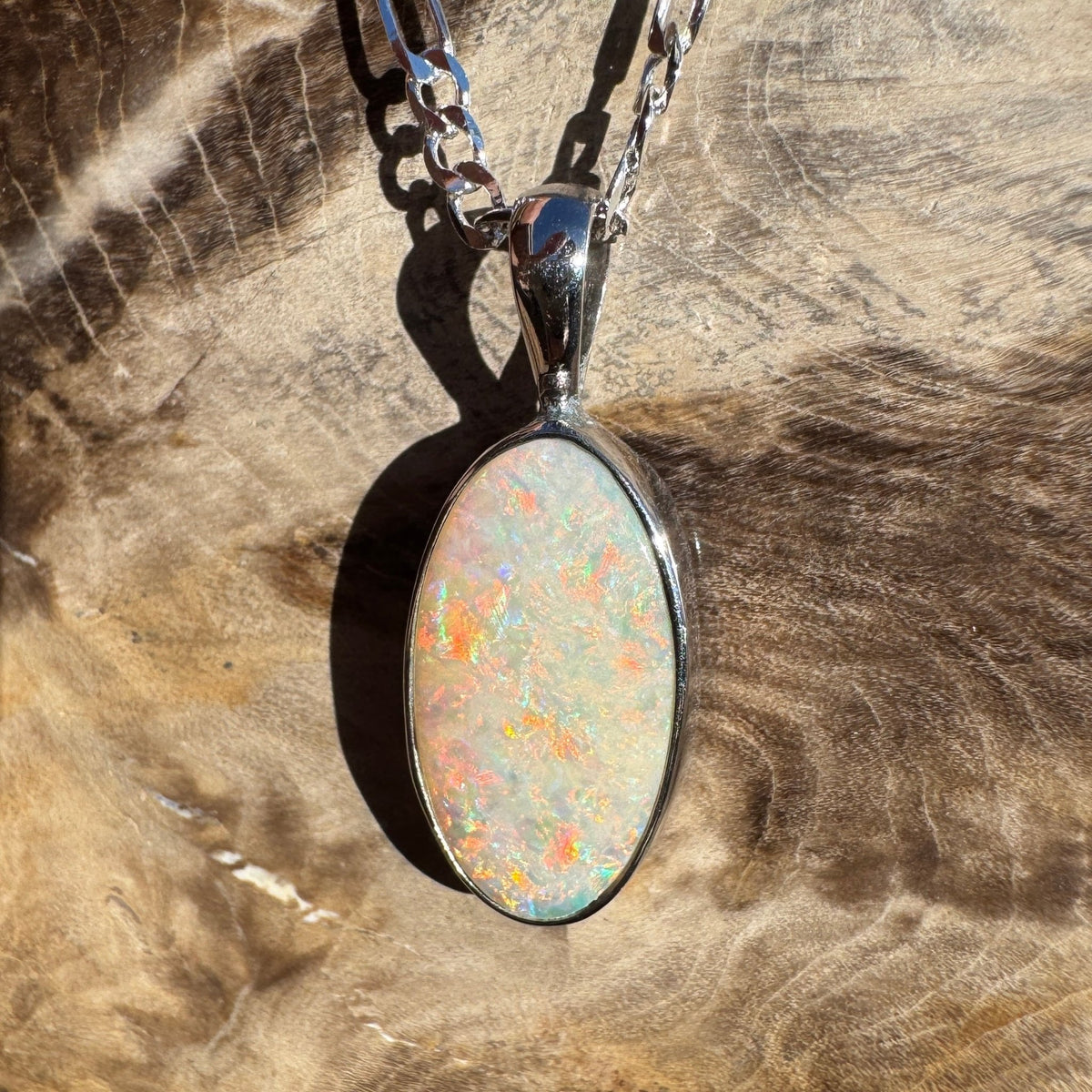 1.5ct Lightning Ridge Opal Pendant Necklace ~ 'Lake Bumbunga Blush' | 925 Sterling Silver | Solid Australian Opal