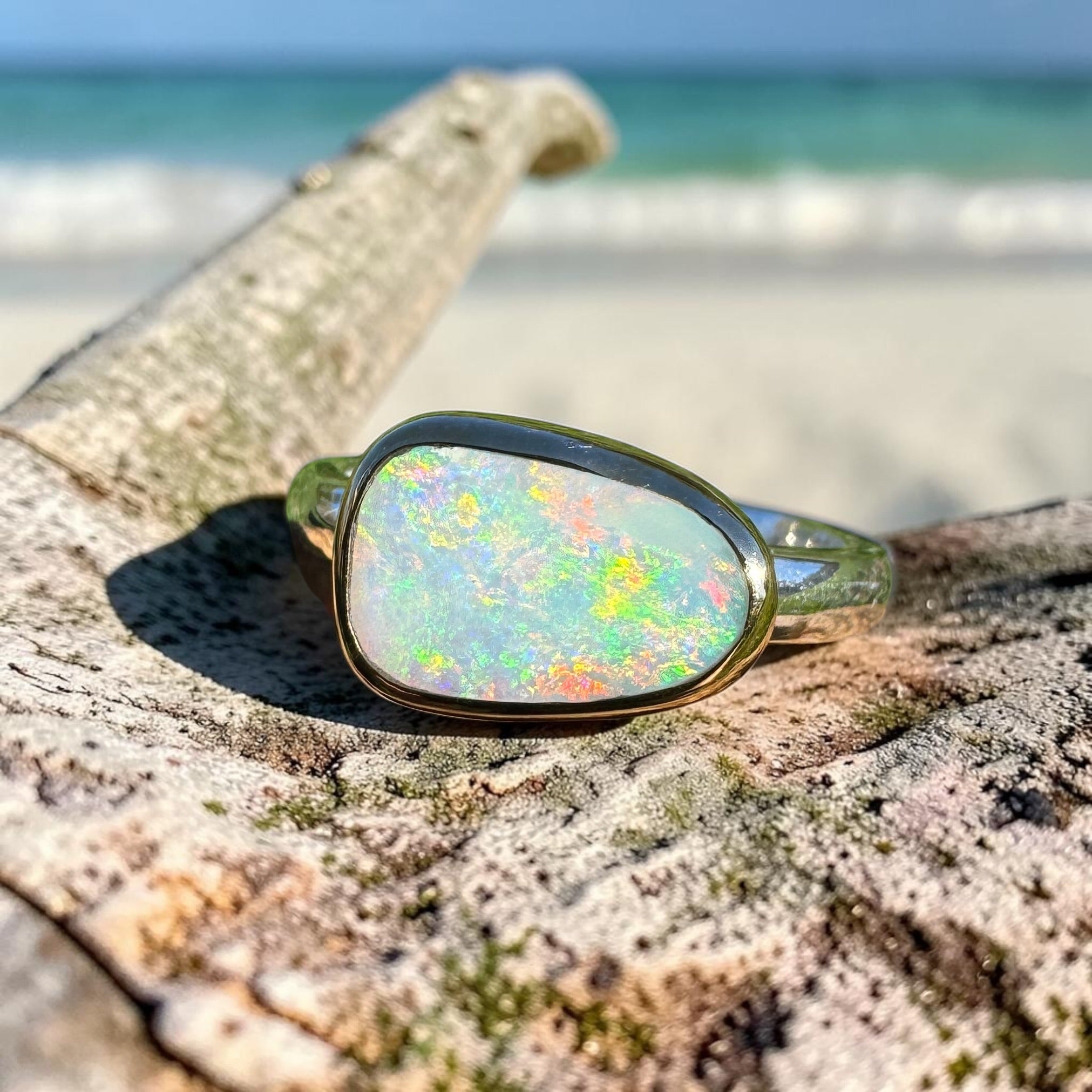 1.5ct Lightning Ridge Opal Ring ~ 'Kakadu Storm Light' | Two-Tone 9ct Gold & 925 Sterling Silver | Solid Australian Opal