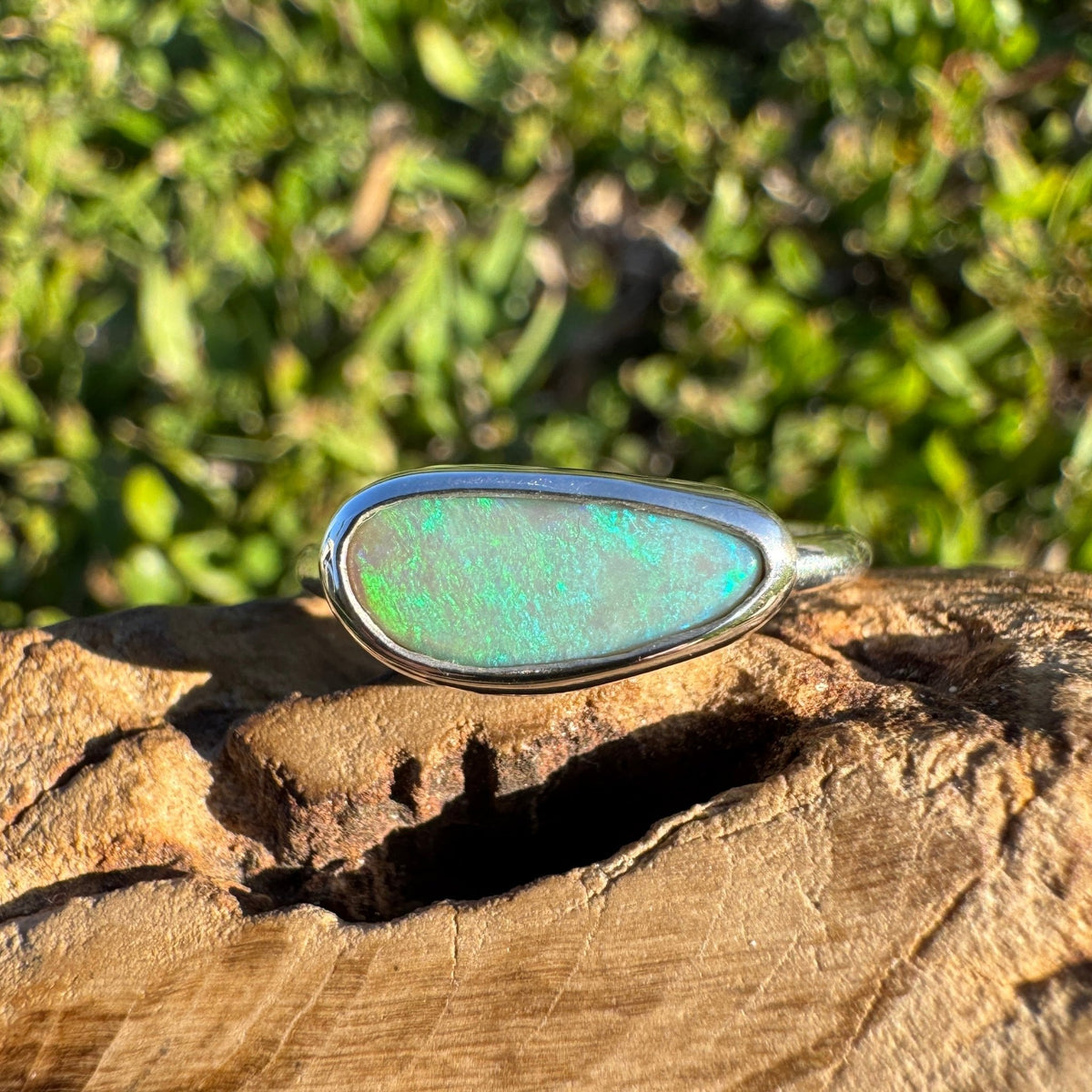 1.5ct Lightning Ridge Opal Ring ~ 'Snowy River Blue' | 925 Sterling Silver | Solid Australian Opal