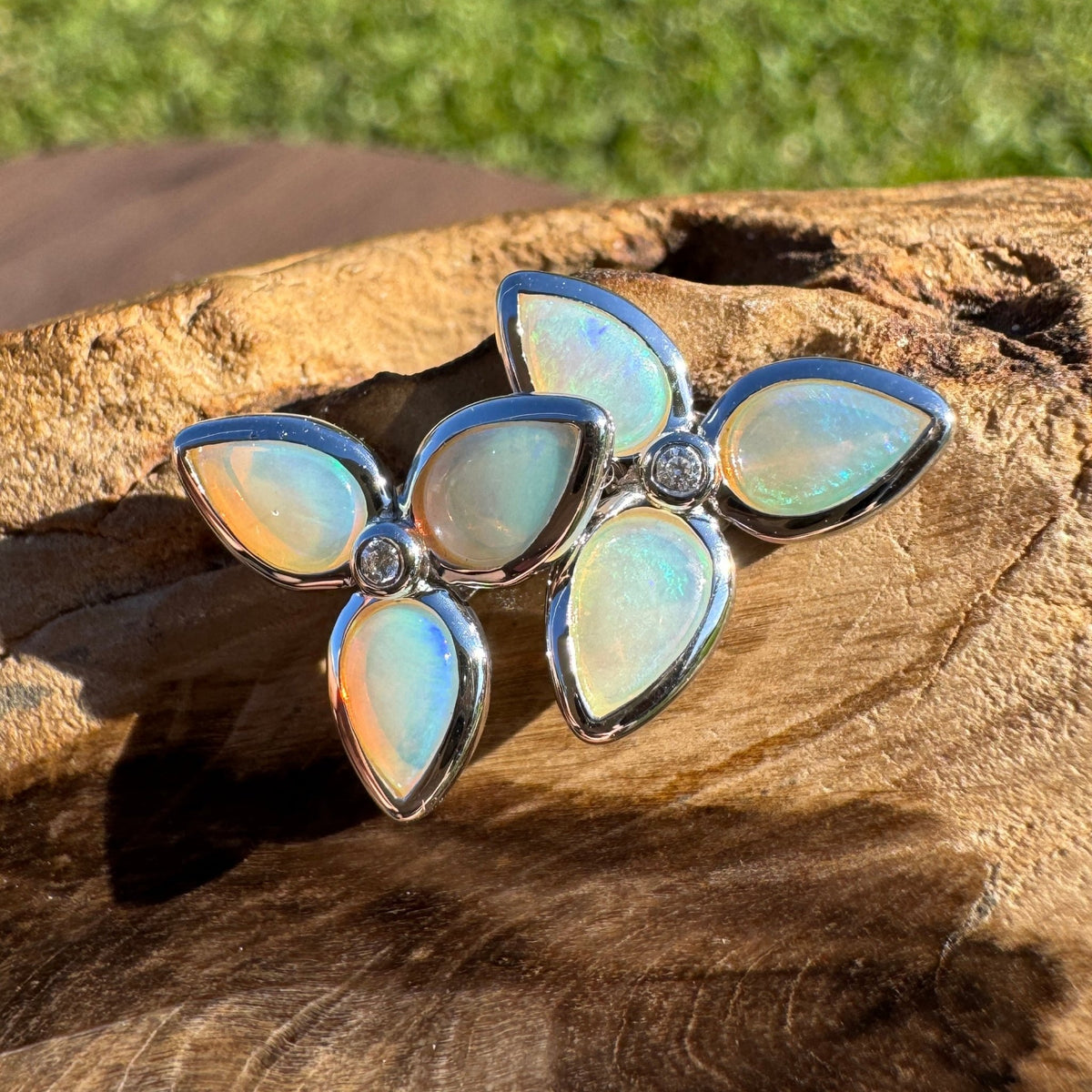 1.6ct Coober Pedy Crystal Opal Earrings ~ 'Tarkine Fern Sparkle' | 925 Sterling Silver | Solid Australian Opal