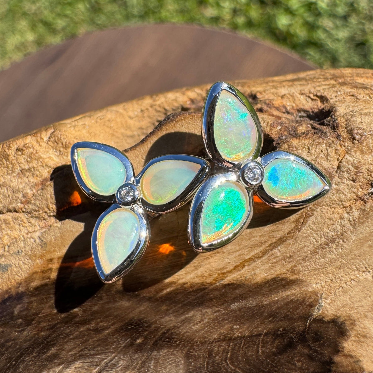 1.6ct Coober Pedy Crystal Opal Earrings ~ 'Tarkine Fern Sparkle' | 925 Sterling Silver | Solid Australian Opal