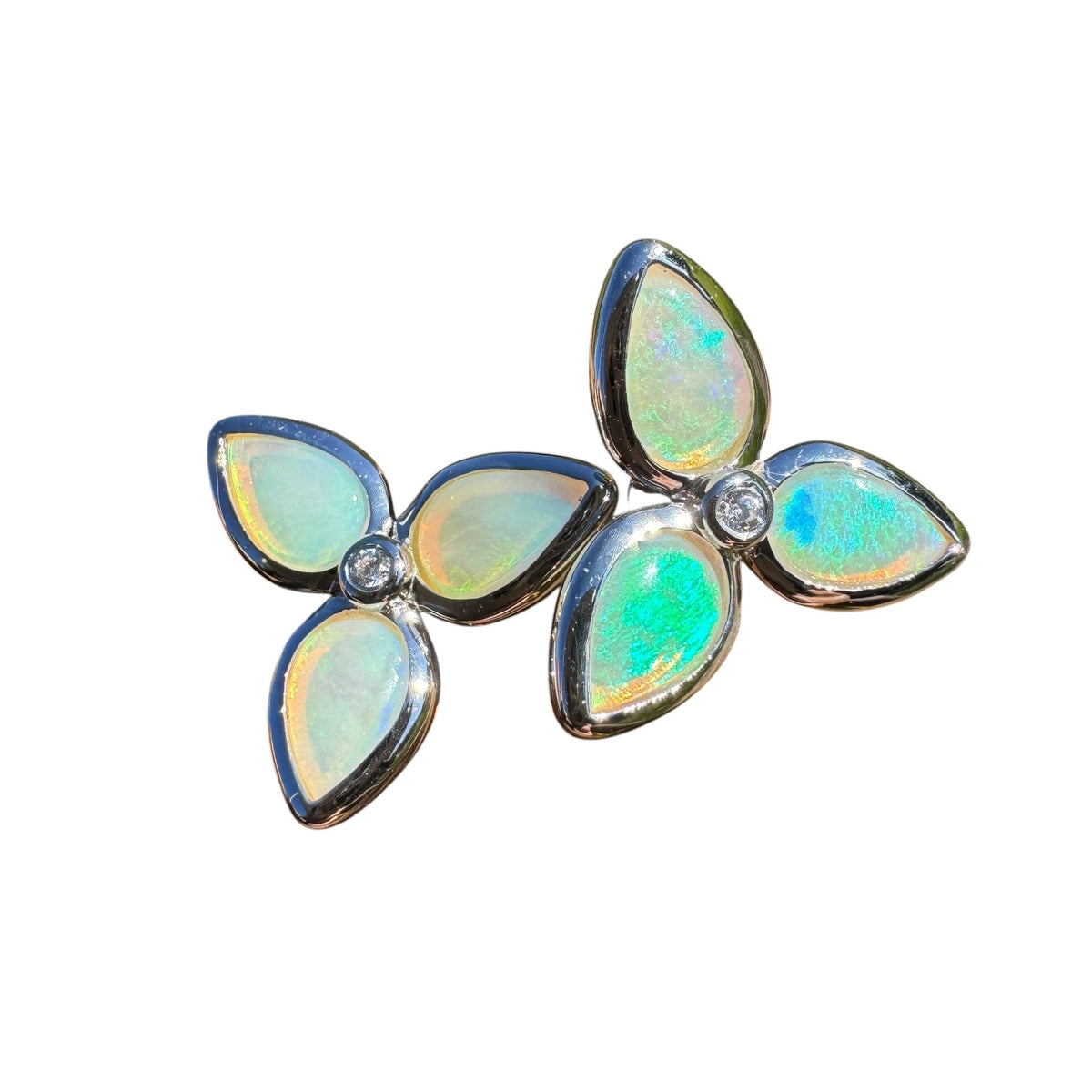 1.6ct Coober Pedy Crystal Opal Earrings ~ 'Tarkine Fern Sparkle' | 925 Sterling Silver | Solid Australian Opal