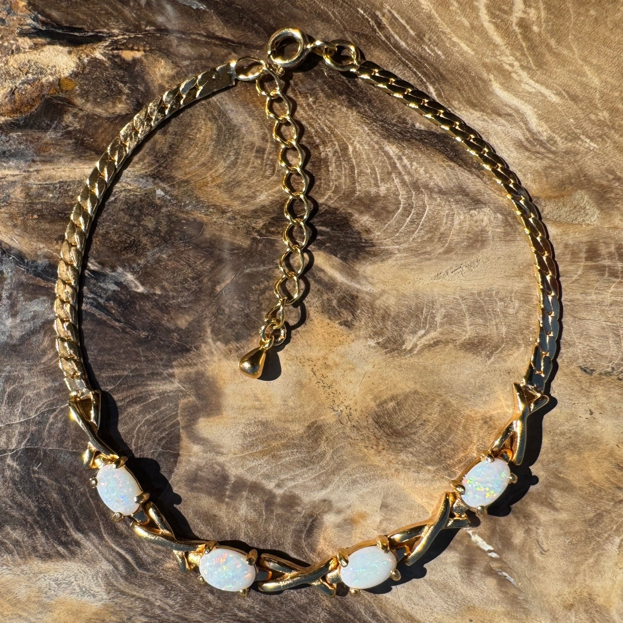 1.6ct Coober Pedy Opal Bracelet ~ 'Breakaways Chain' | Gold Coated 925 Sterling Silver | Solid Australian Opal