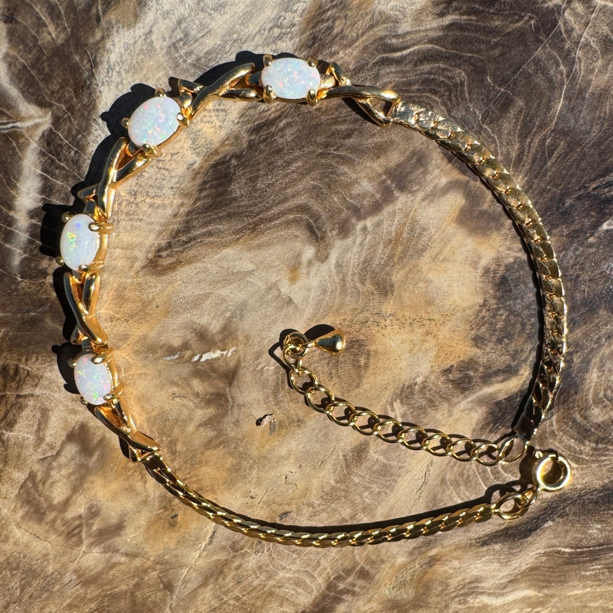 1.6ct Coober Pedy Opal Bracelet ~ 'Breakaways Chain' | Gold Coated 925 Sterling Silver | Solid Australian Opal