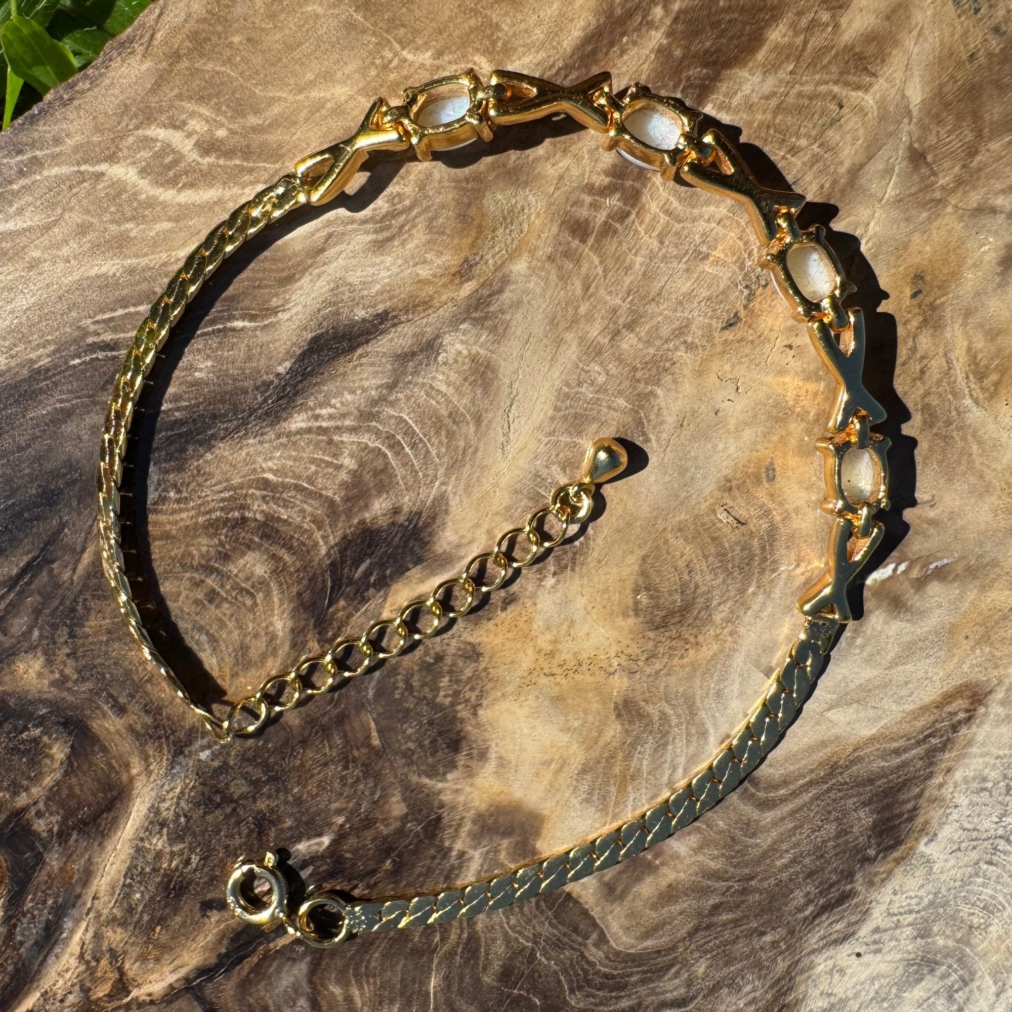 1.6ct Coober Pedy Opal Bracelet ~ 'Breakaways Chain' | Gold Coated 925 Sterling Silver | Solid Australian Opal