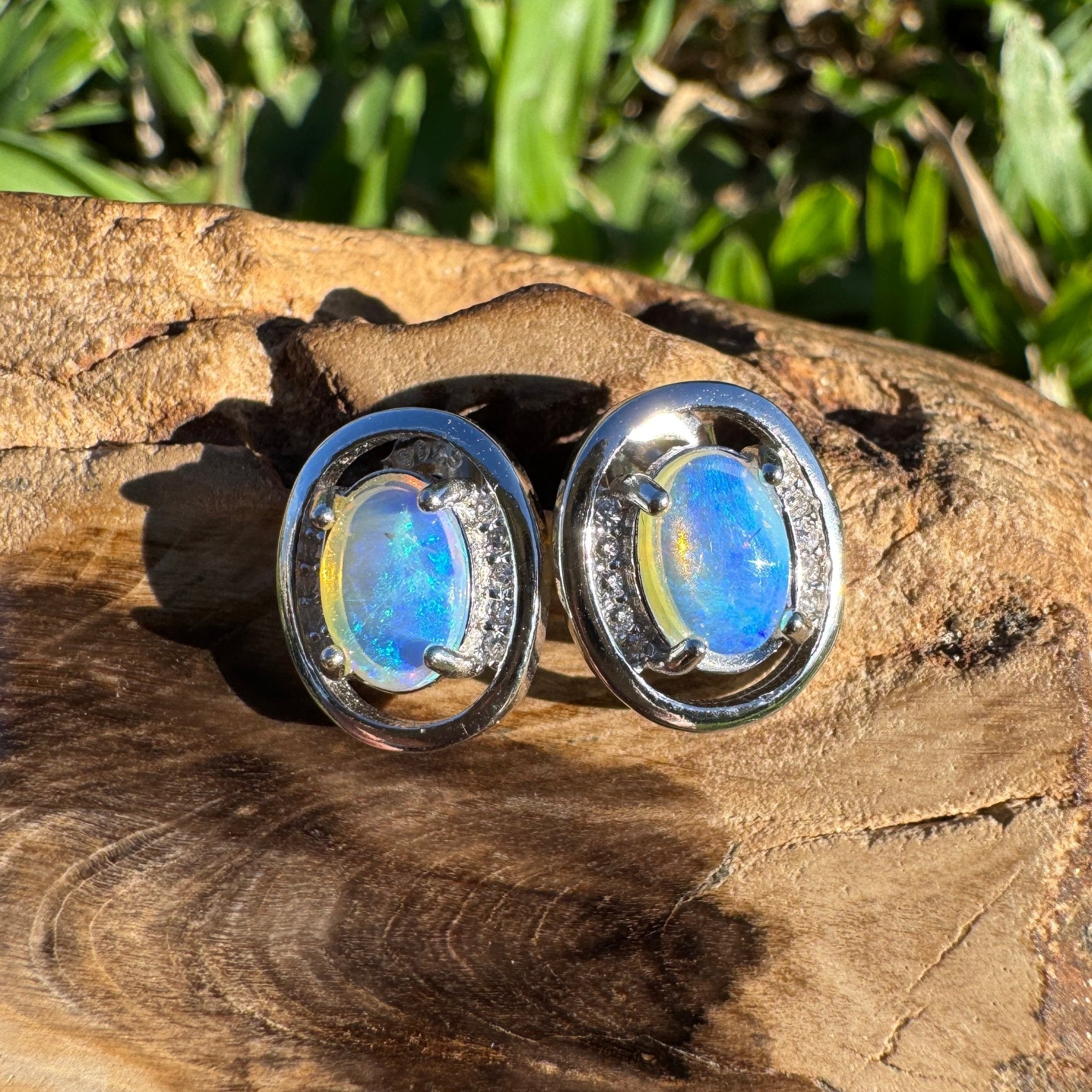 1.6ct Coober Pedy Opal Earrings ~ 'Booderee Dawn' | 925 Sterling Silver | Solid Australian Opal