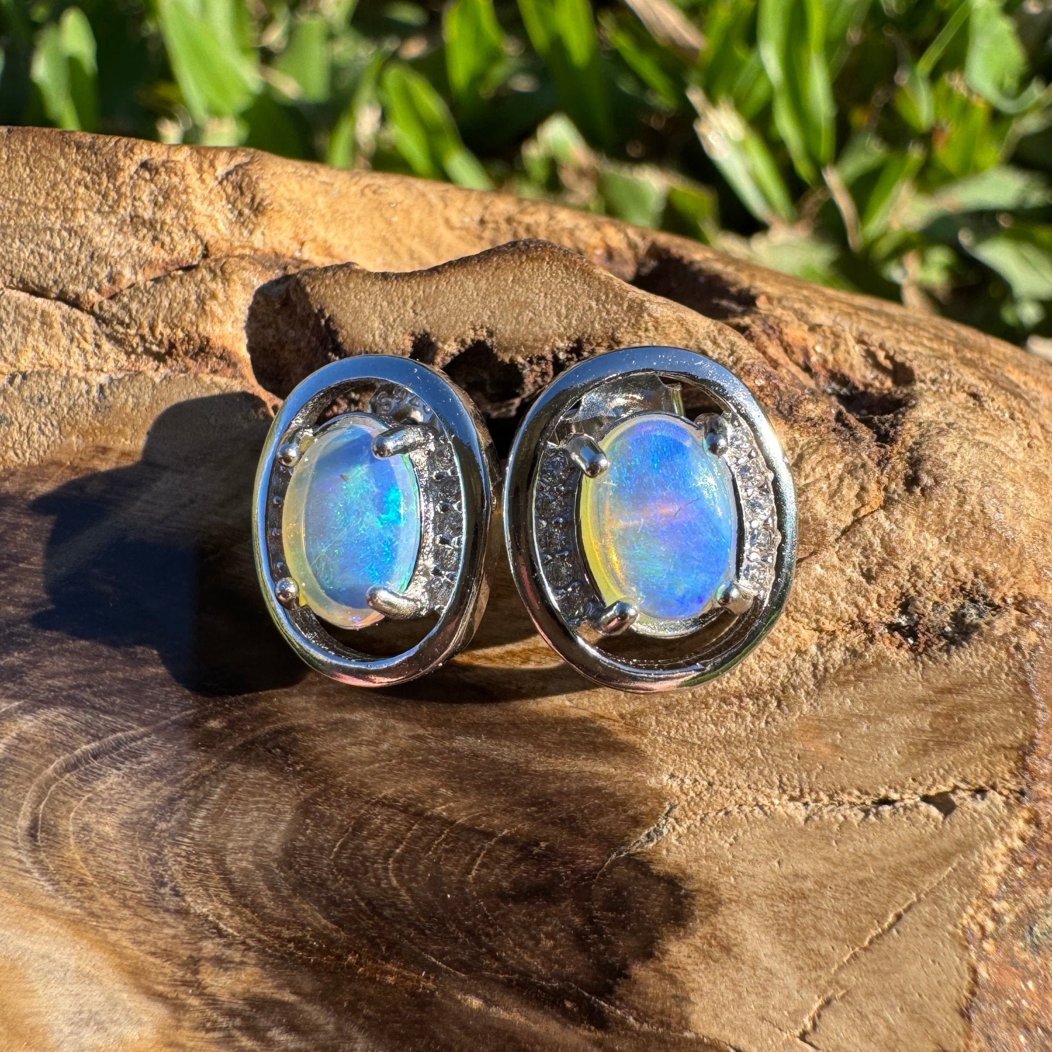 1.6ct Coober Pedy Opal Earrings ~ 'Booderee Dawn' | 925 Sterling Silver | Solid Australian Opal