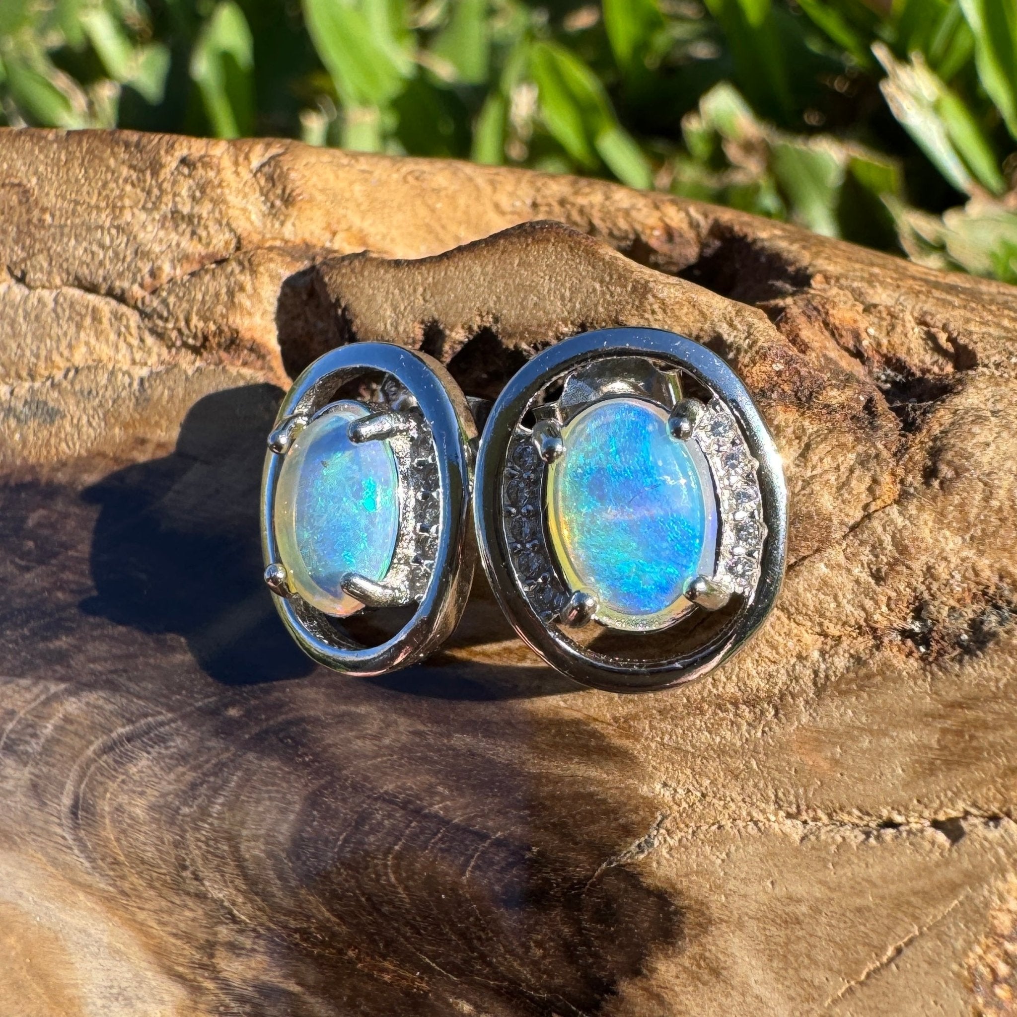 1.6ct Coober Pedy Opal Earrings ~ 'Booderee Dawn' | 925 Sterling Silver | Solid Australian Opal