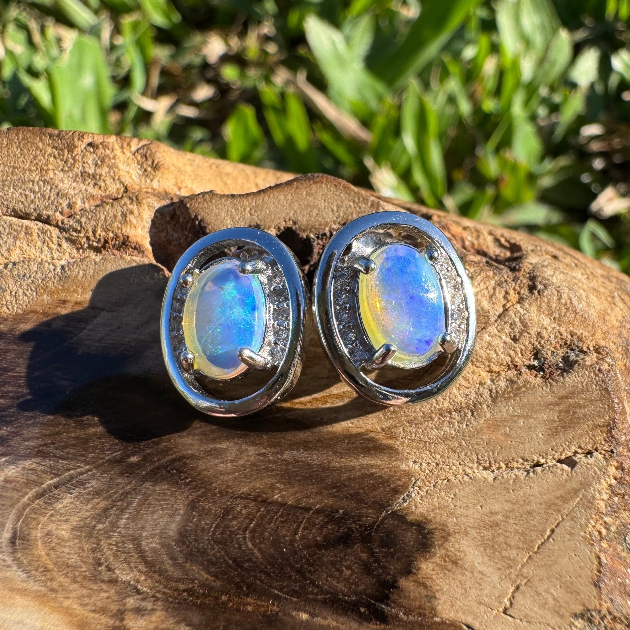 1.6ct Coober Pedy Opal Earrings ~ 'Booderee Dawn' | 925 Sterling Silver | Solid Australian Opal