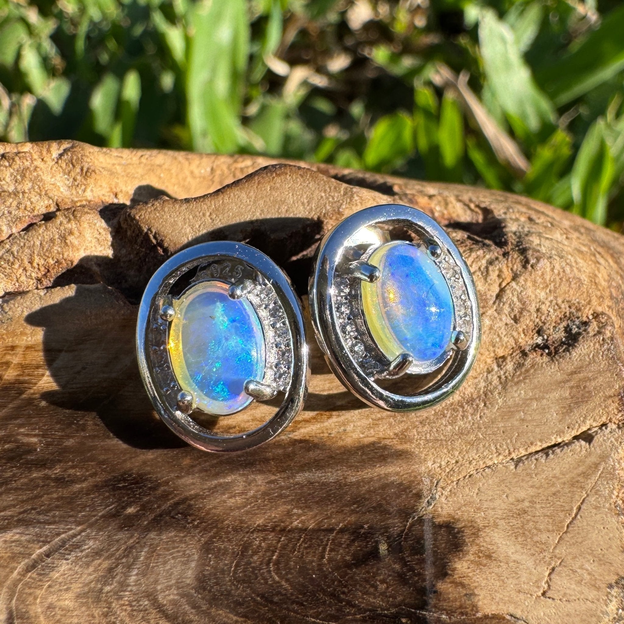 1.6ct Coober Pedy Opal Earrings ~ 'Booderee Dawn' | 925 Sterling Silver | Solid Australian Opal