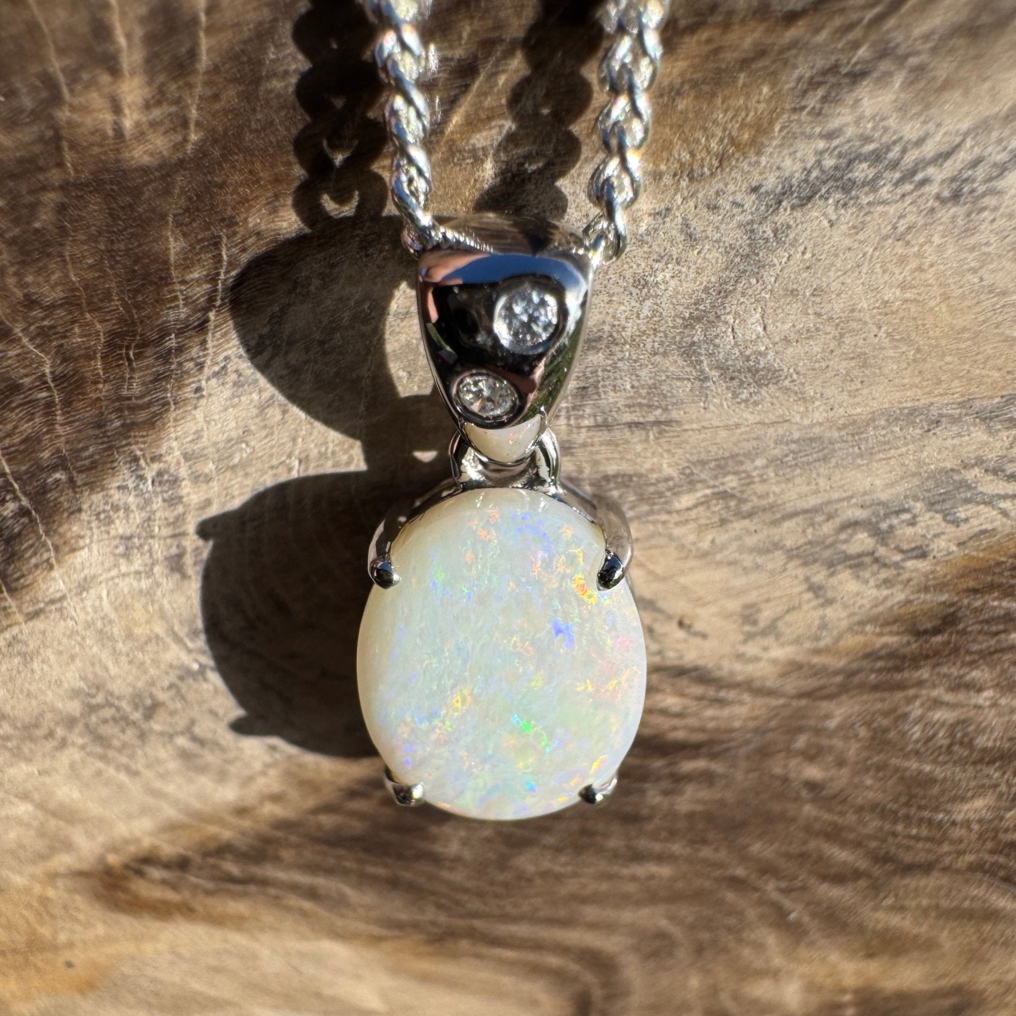1.6ct Coober Pedy Opal Pendant Necklace ~ 'Mintaro Mist' | 925 Sterling Silver | Solid Australian Opal