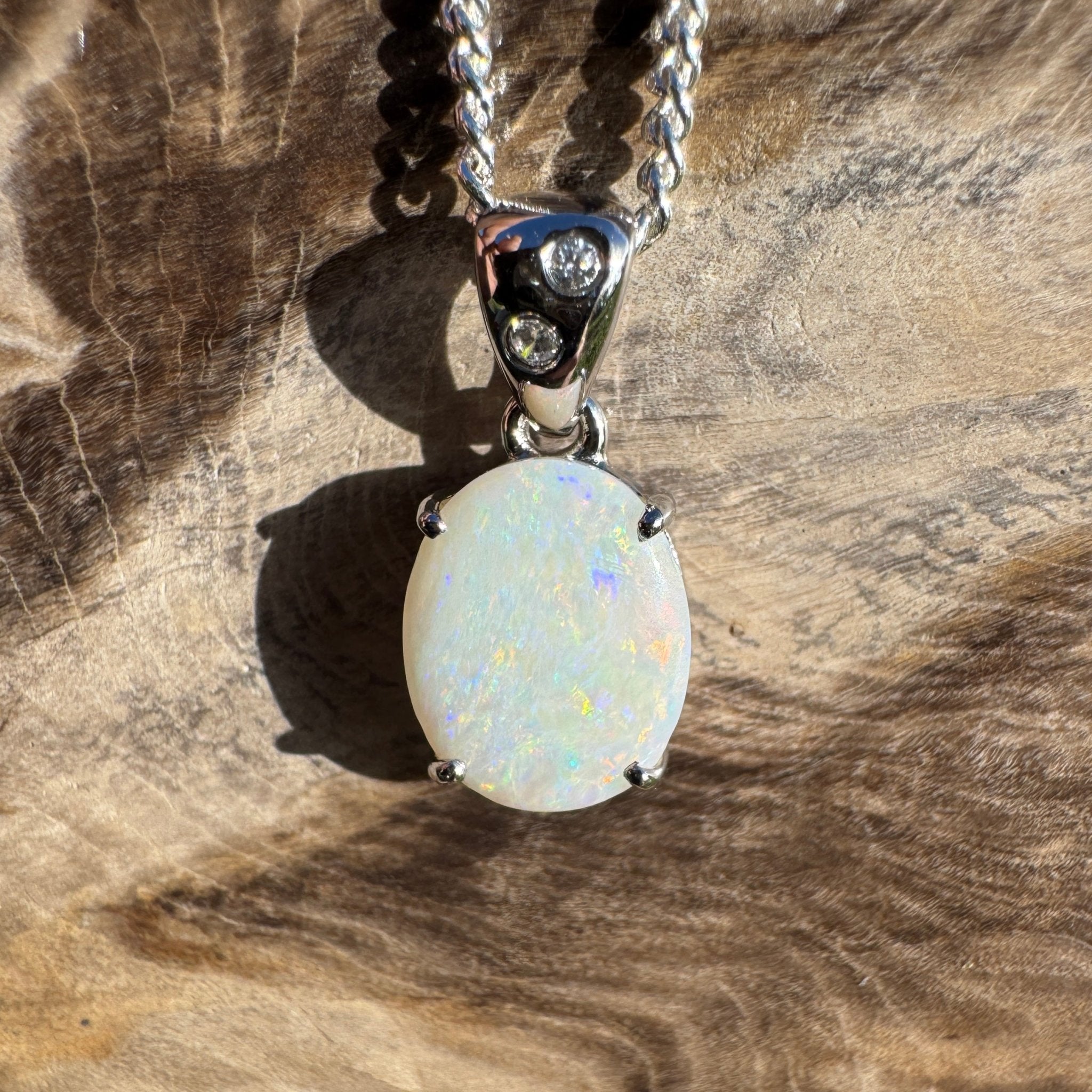 1.6ct Coober Pedy Opal Pendant Necklace ~ 'Mintaro Mist' | 925 Sterling Silver | Solid Australian Opal