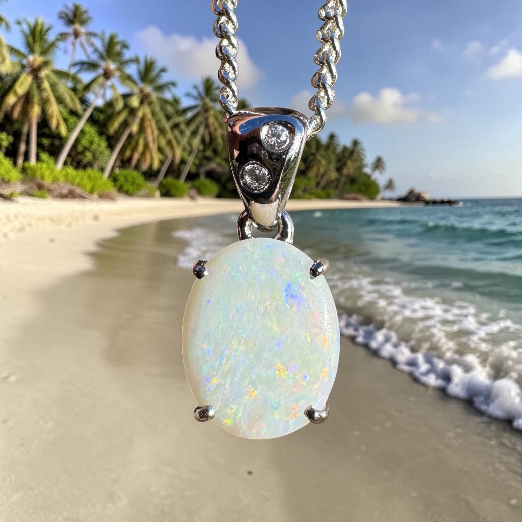 1.6ct Coober Pedy Opal Pendant Necklace ~ 'Mintaro Mist' | 925 Sterling Silver | Solid Australian Opal