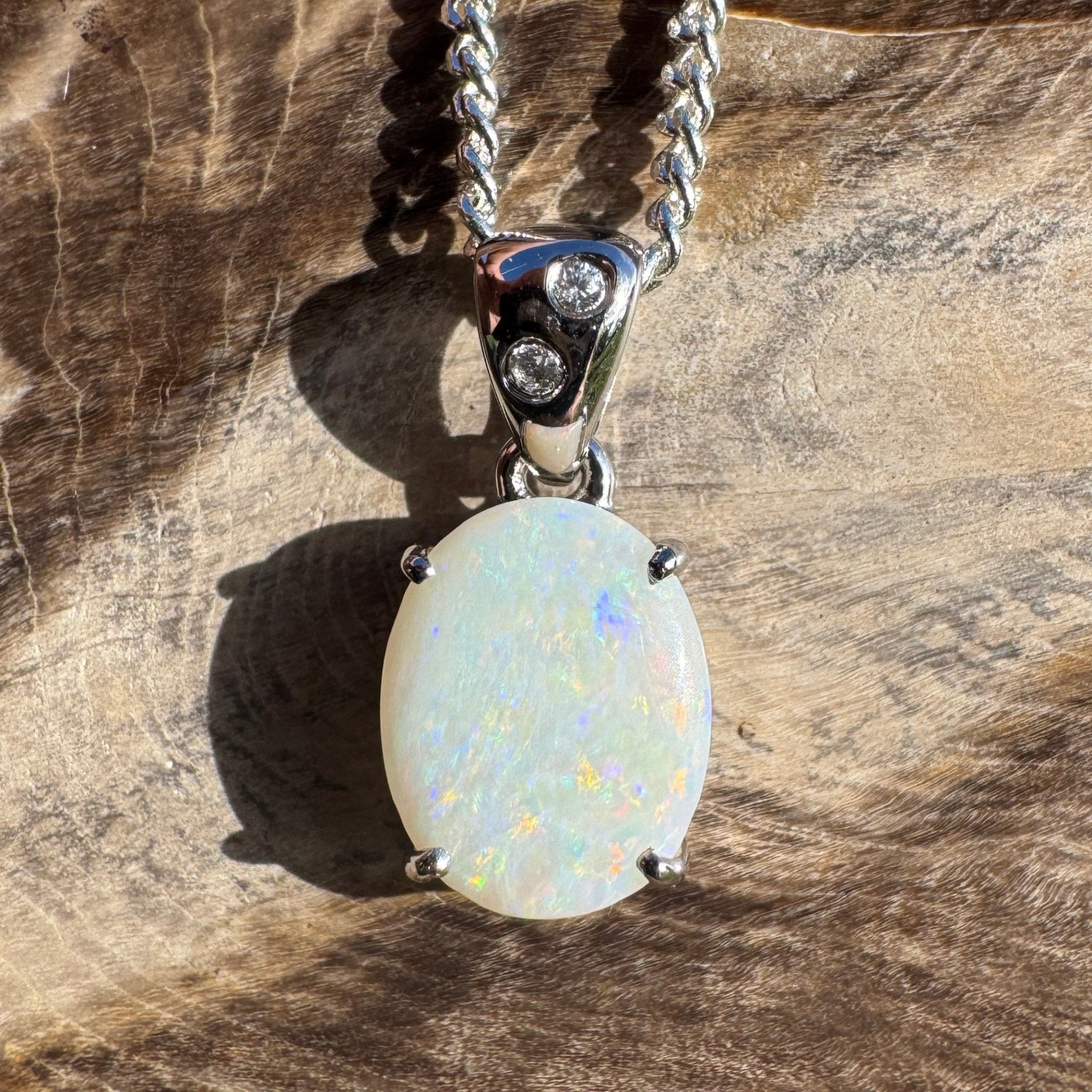 1.6ct Coober Pedy Opal Pendant Necklace ~ 'Mintaro Mist' | 925 Sterling Silver | Solid Australian Opal