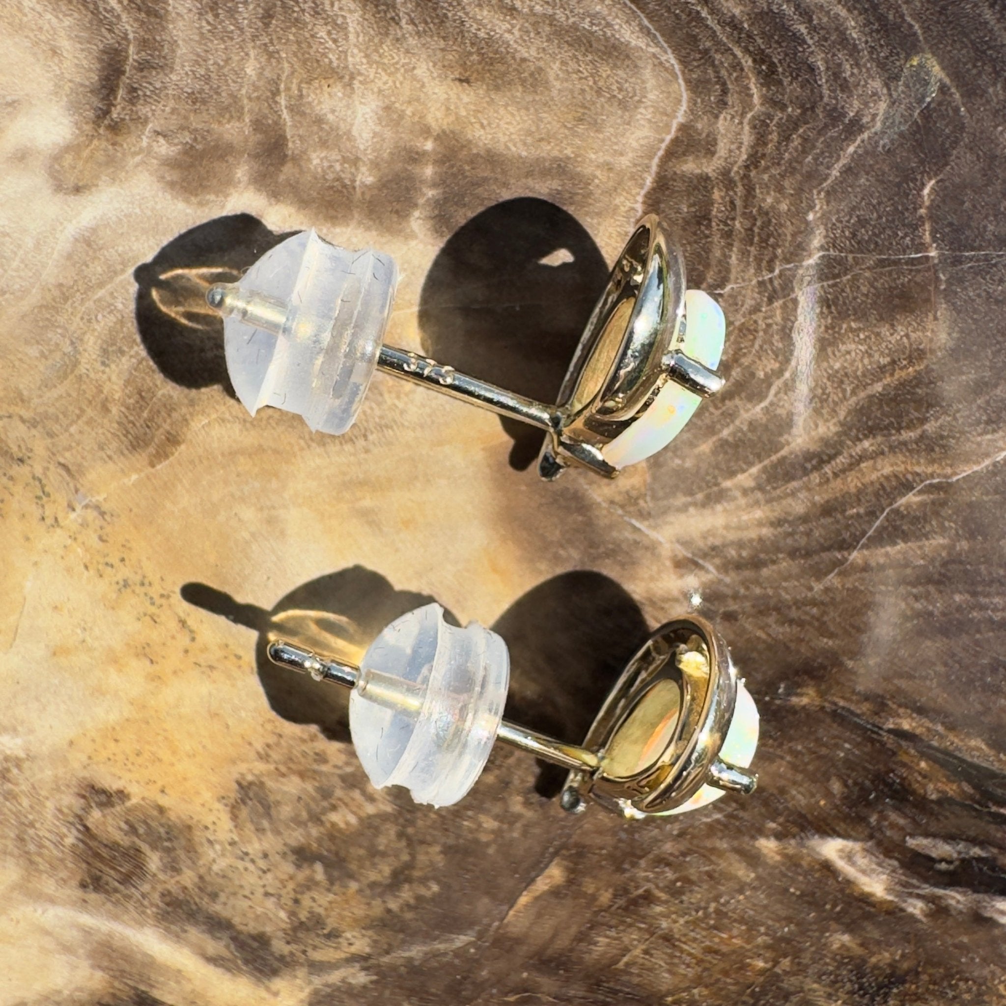 1.6ct Coober Pedy Opal Stud Earrings ~ 'Scarborough Sun Studs' | 9ct Yellow Gold | Solid Australian Opal