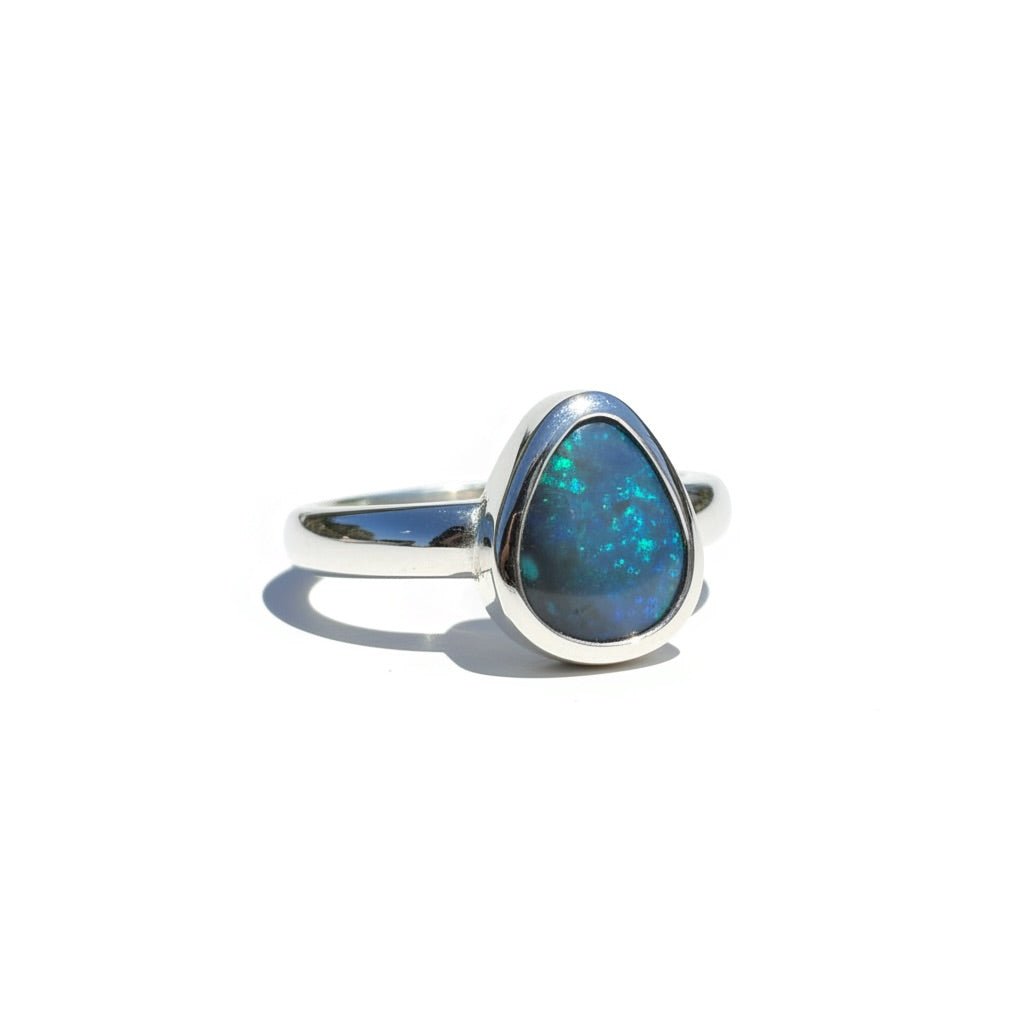 1.6ct Lightning Ridge Black Opal Ring ~ 'Litchfield Pearl' | 925 Sterling Silver | Solid Australian Opal