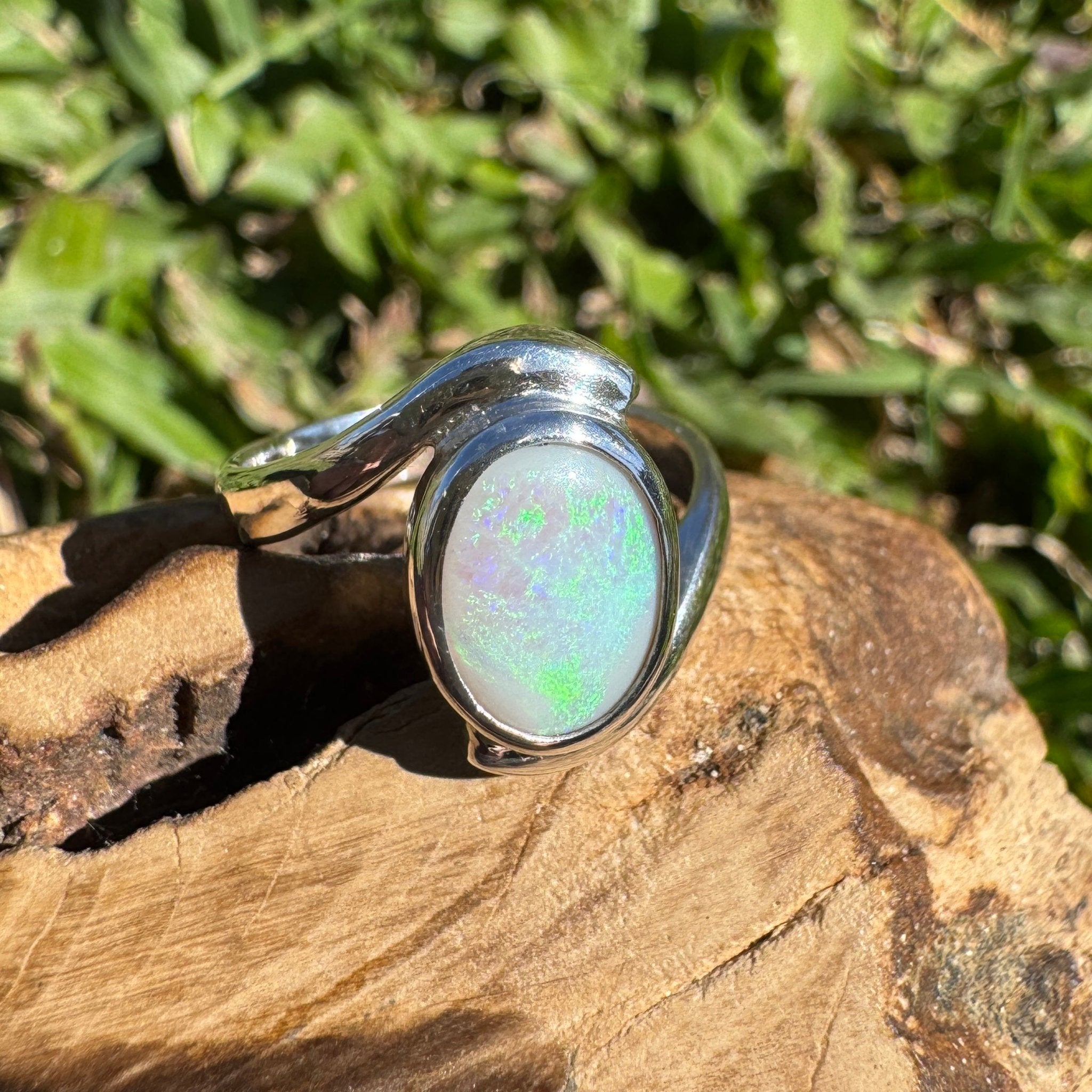 1.6ct Lightning Ridge Semi Black Opal Ring ~ 'Jervis Bay Oval' | 925 Sterling Silver | Solid Australian Opal