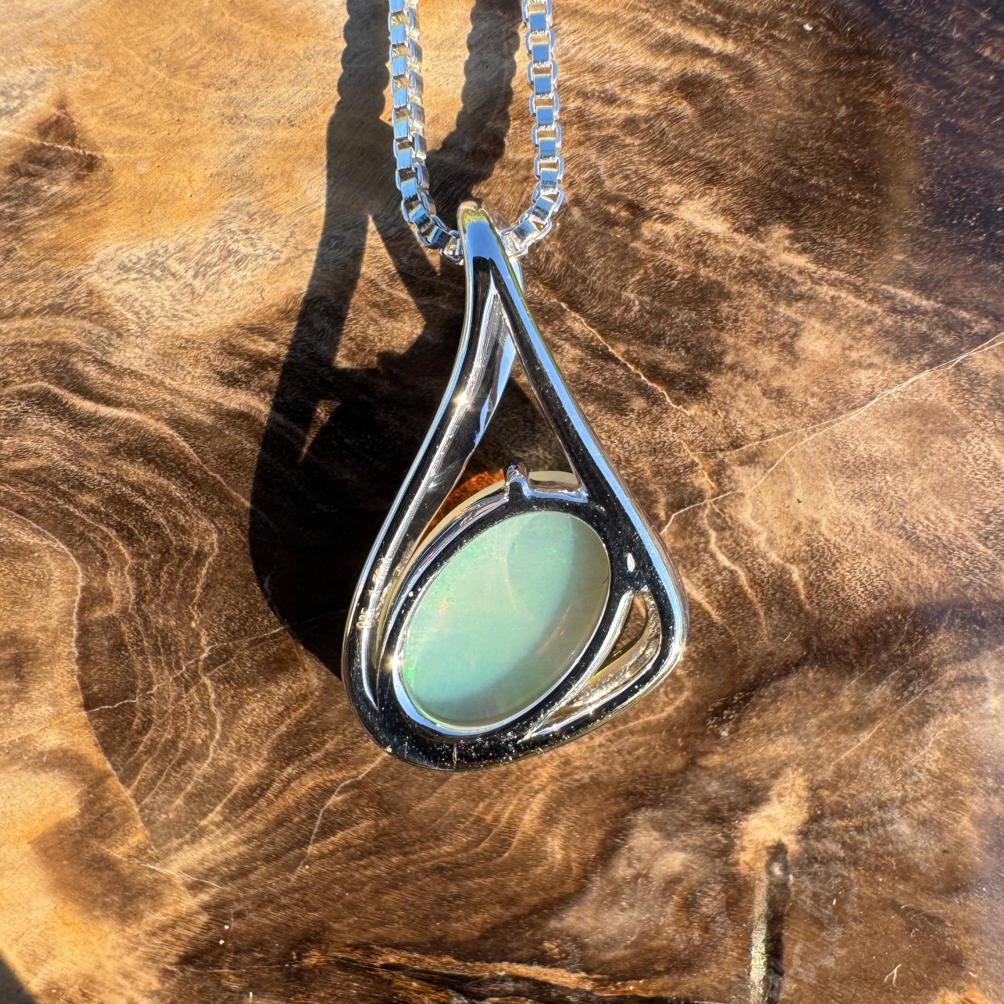 1.7ct Coober Pedy Crystal Opal Pendant Necklace ~ 'Electric Eden' | 925 Sterling Silver | Solid Australian Opal