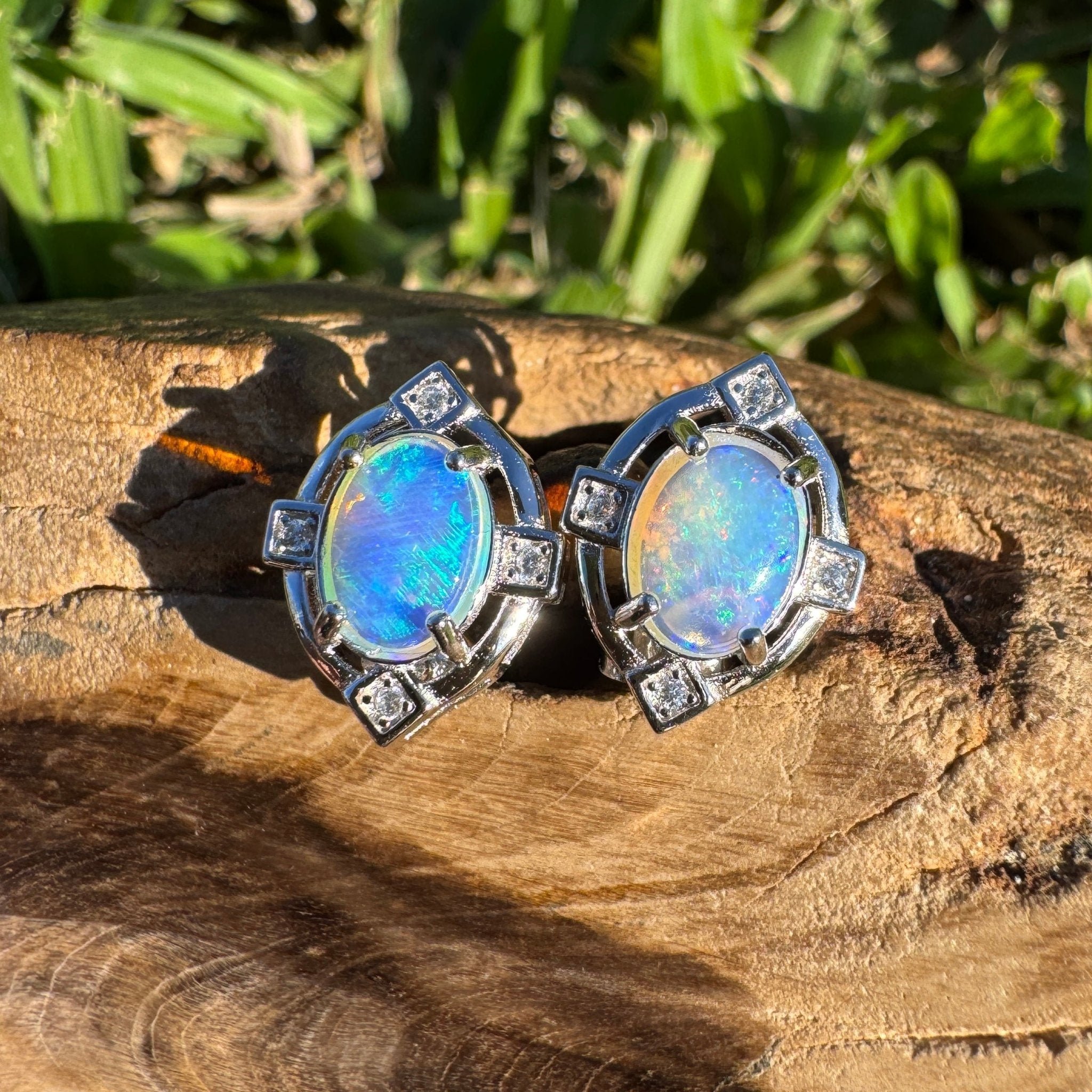 1.7ct Coober Pedy Opal Earrings ~ 'Mundaring Haze' | 925 Sterling Silver | Solid Australian Opal