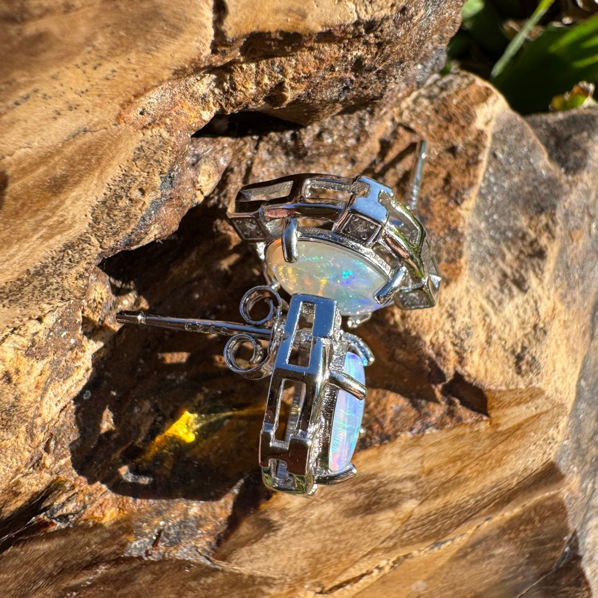 1.7ct Coober Pedy Opal Earrings ~ 'Mundaring Haze' | 925 Sterling Silver | Solid Australian Opal