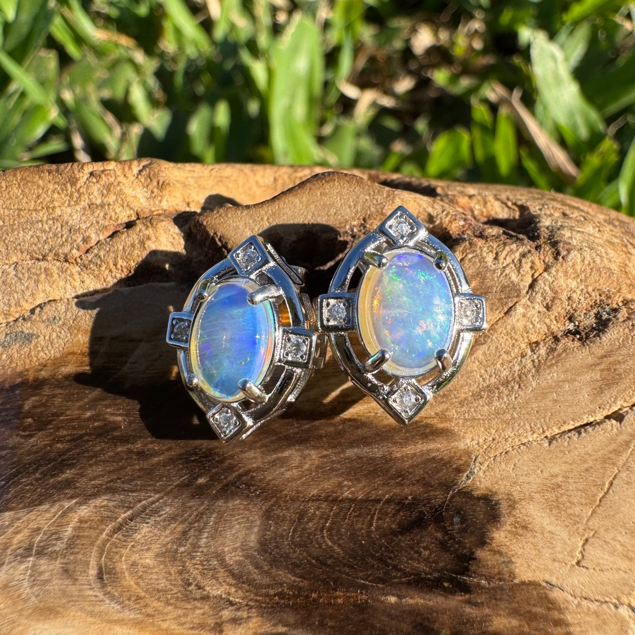 1.7ct Coober Pedy Opal Earrings ~ 'Mundaring Haze' | 925 Sterling Silver | Solid Australian Opal