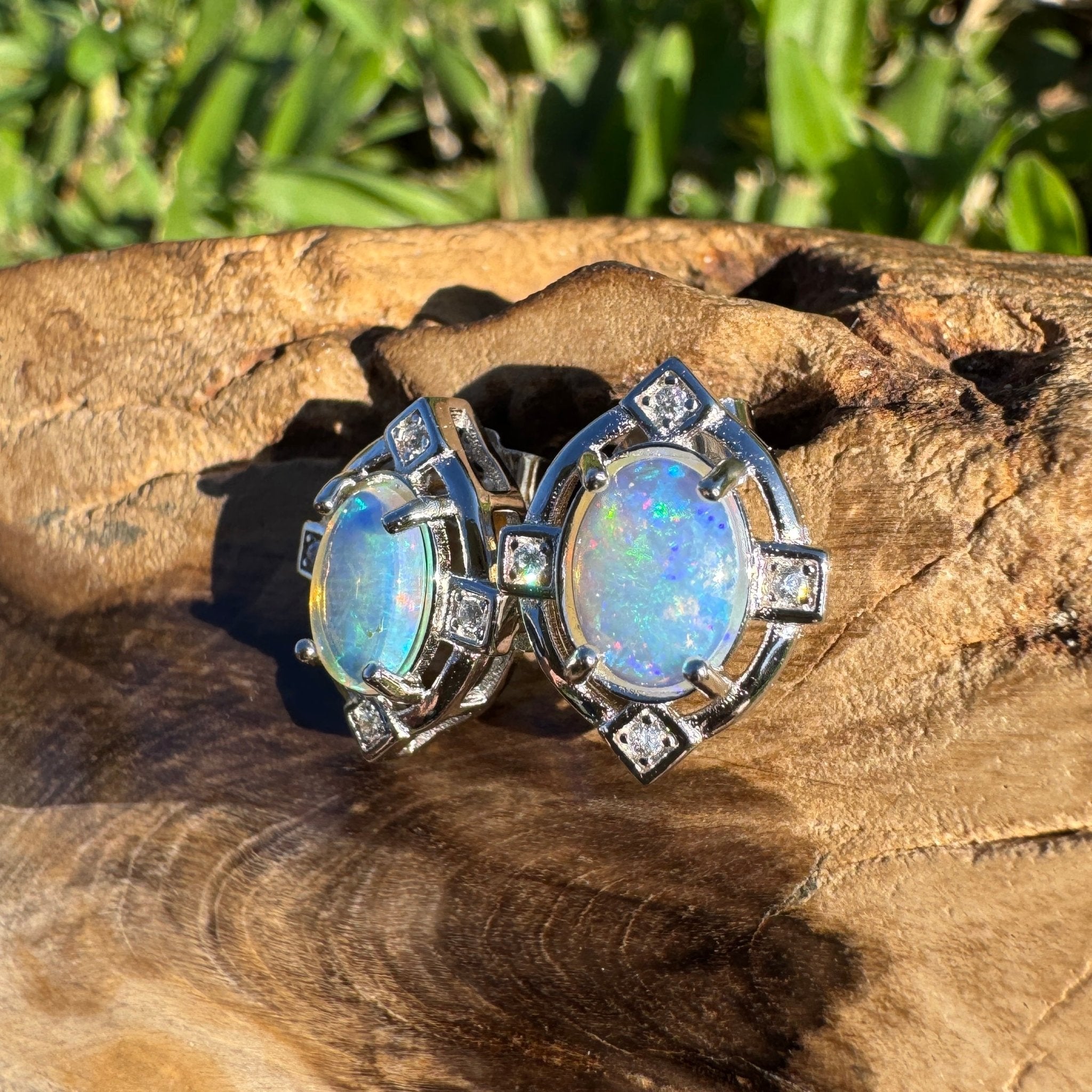 1.7ct Coober Pedy Opal Earrings ~ 'Mundaring Haze' | 925 Sterling Silver | Solid Australian Opal