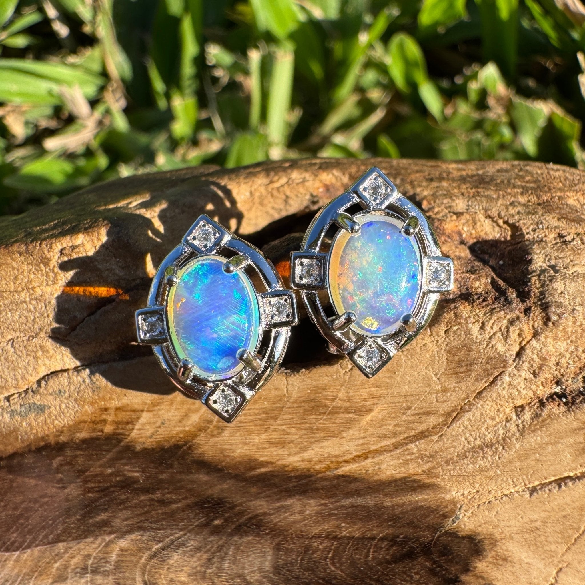 1.7ct Coober Pedy Opal Earrings ~ 'Mundaring Haze' | 925 Sterling Silver | Solid Australian Opal