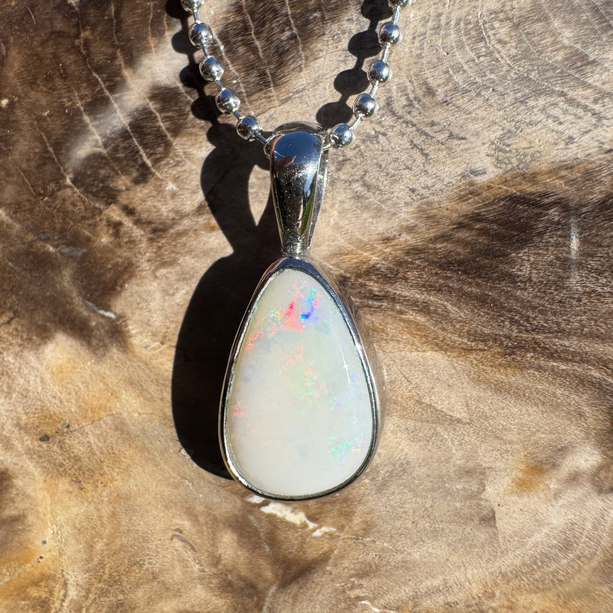 1.7ct Coober Pedy Opal Pendant Necklace ~ 'Baird Bay Coral' | 925 Sterling Silver | Solid Australian Opal
