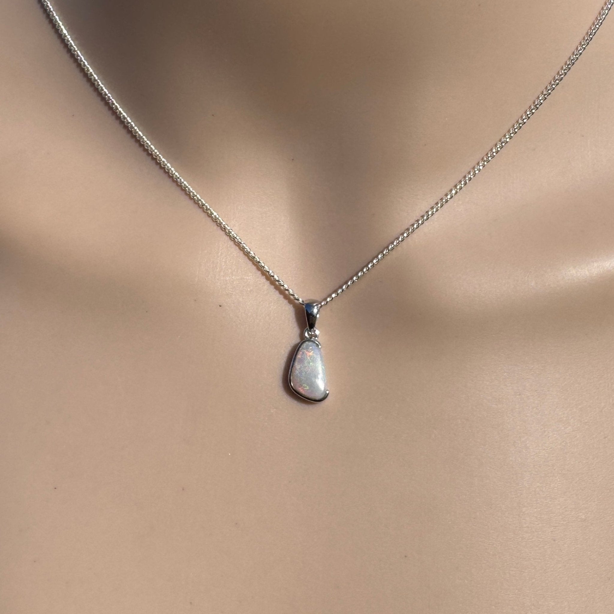 1.7ct Coober Pedy Opal Pendant Necklace ~ 'Burra Highlands Drift' | 925 Sterling Silver | Solid Australian Opal