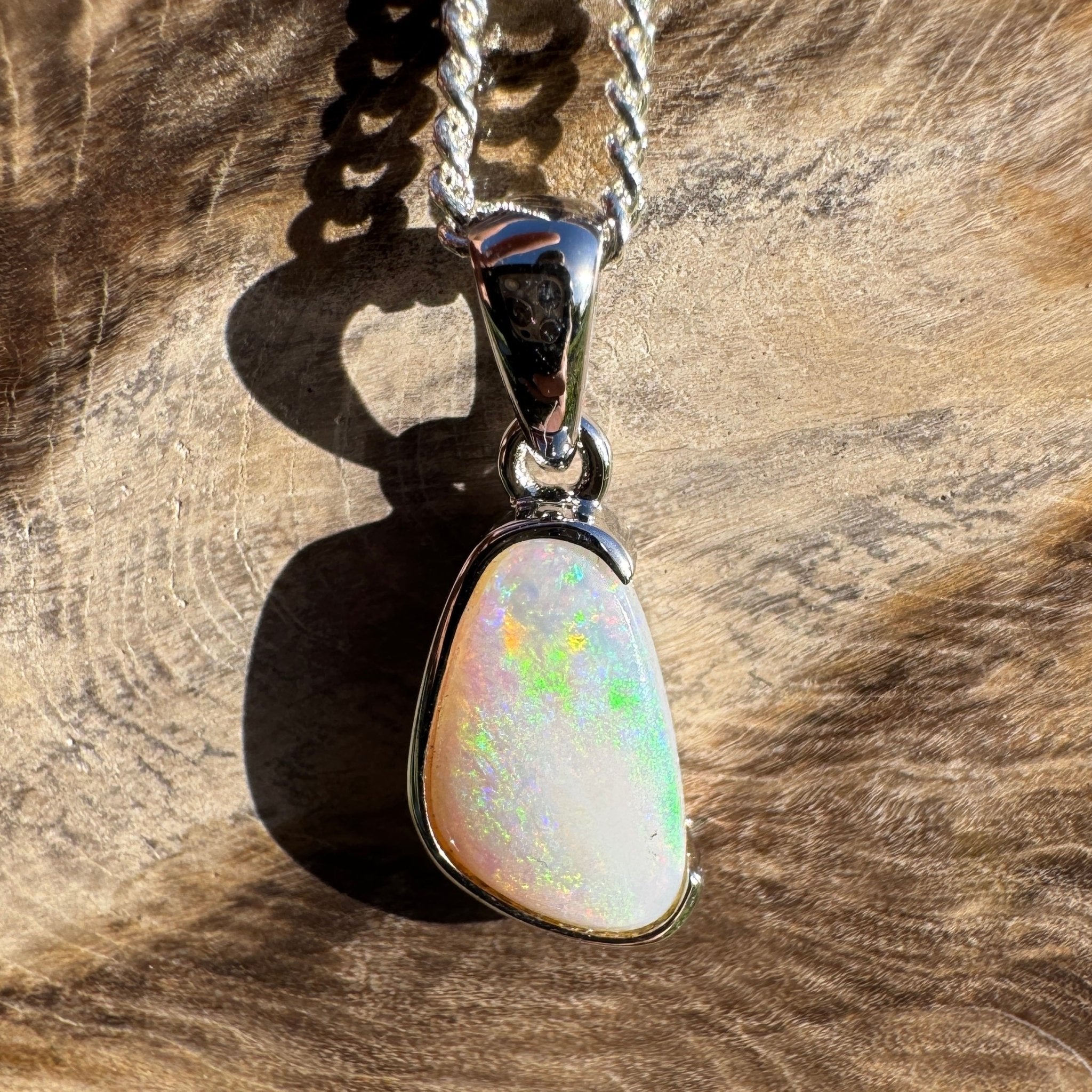 1.7ct Coober Pedy Opal Pendant Necklace ~ 'Burra Highlands Drift' | 925 Sterling Silver | Solid Australian Opal