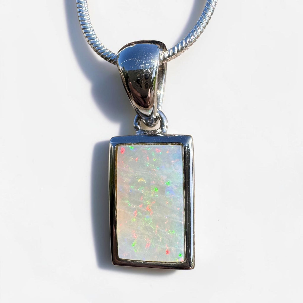 1.7ct Coober Pedy Opal Pendant Necklace ~ 'Eromanga Firelight' | 925 Sterling Silver | Solid Australian Opal