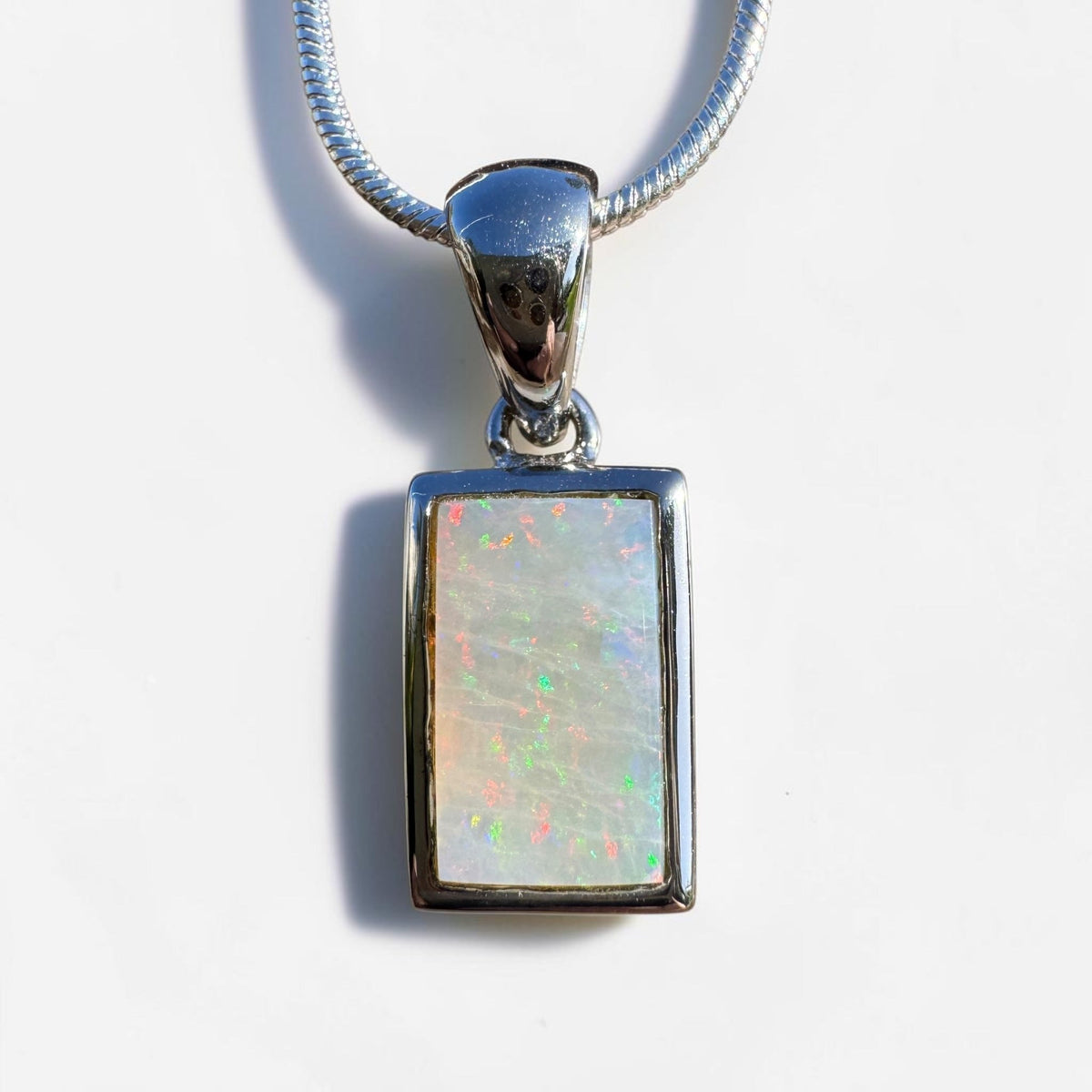 1.7ct Coober Pedy Opal Pendant Necklace ~ 'Eromanga Firelight' | 925 Sterling Silver | Solid Australian Opal