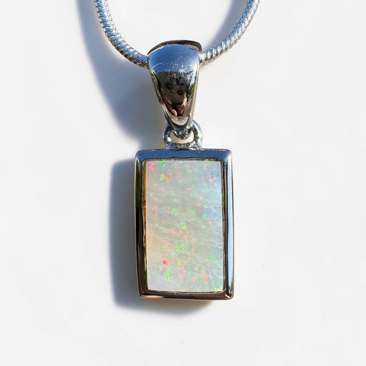 1.7ct Coober Pedy Opal Pendant Necklace ~ 'Eromanga Firelight' | 925 Sterling Silver | Solid Australian Opal