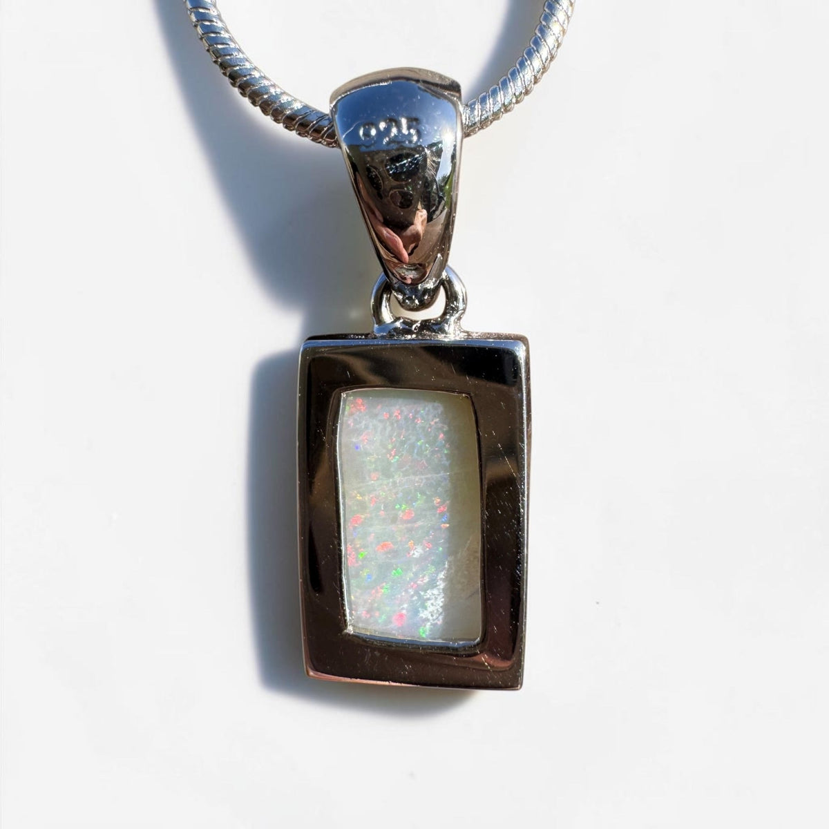 1.7ct Coober Pedy Opal Pendant Necklace ~ 'Eromanga Firelight' | 925 Sterling Silver | Solid Australian Opal