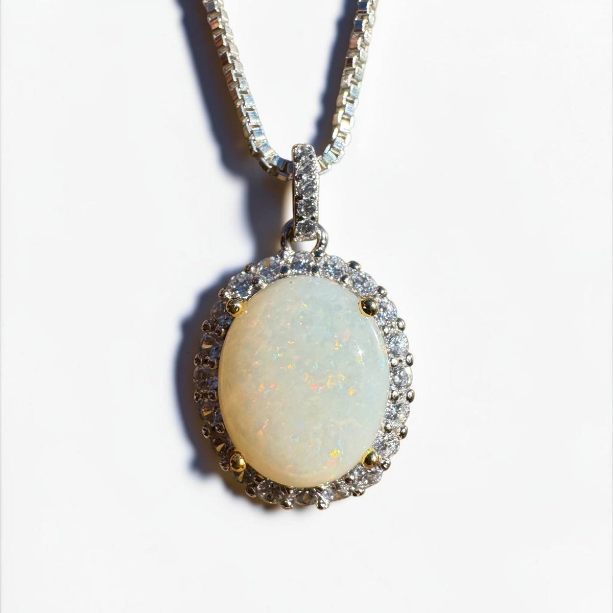 1.7ct Coober Pedy Opal Pendant Necklace ~ 'Grampians Glow' | 925 Sterling Silver | Solid Australian Opal