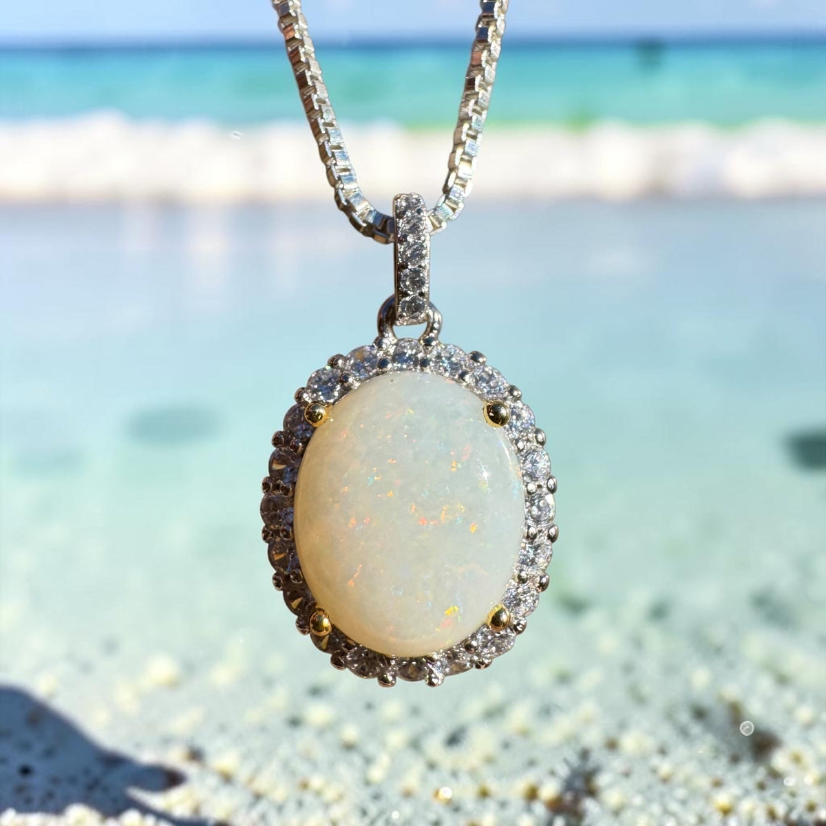 1.7ct Coober Pedy Opal Pendant Necklace ~ 'Grampians Glow' | 925 Sterling Silver | Solid Australian Opal