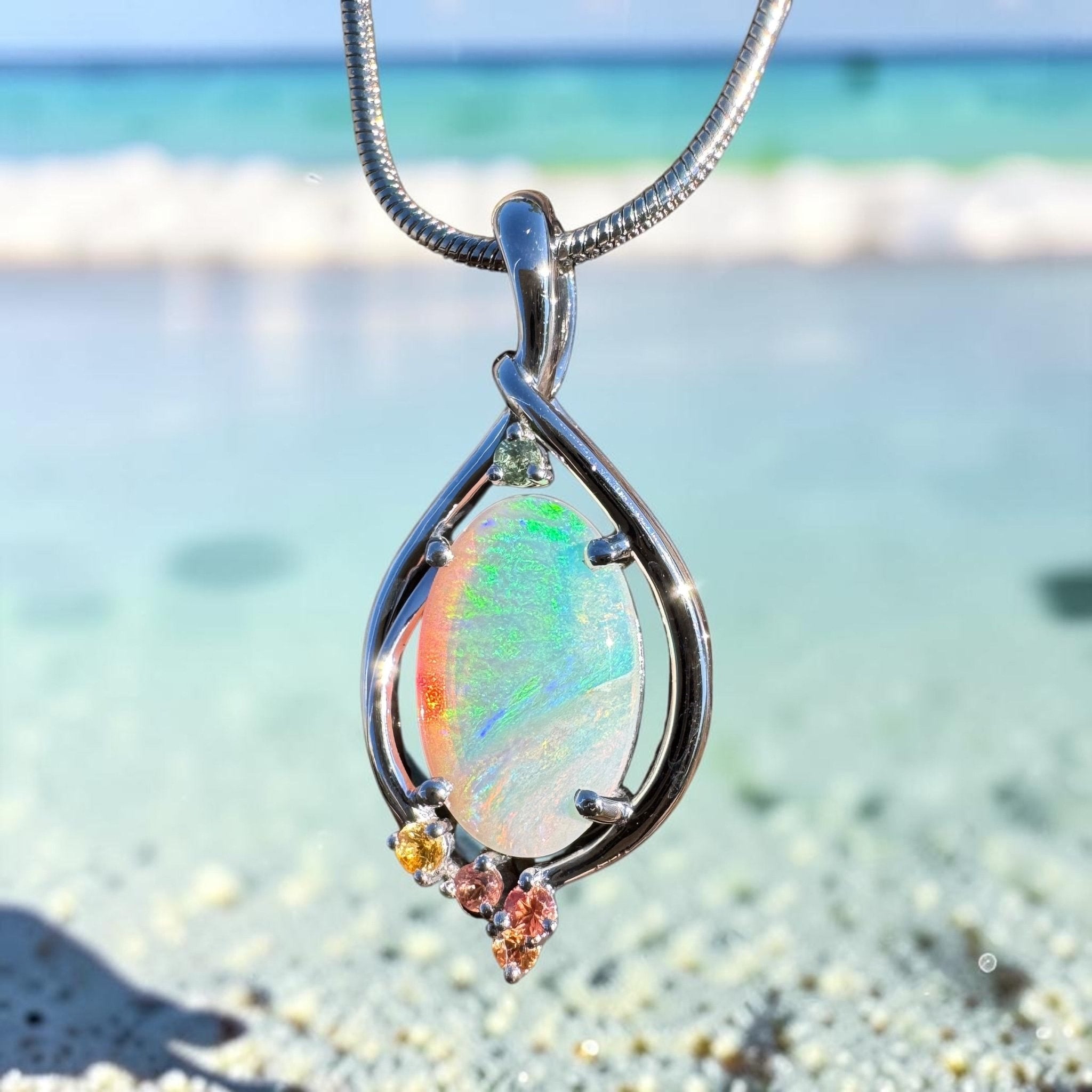 1.7ct Coober Pedy Opal Pendant Necklace ~ 'Mount Buffalo Glow' | 925 Sterling Silver | Solid Australian Opal