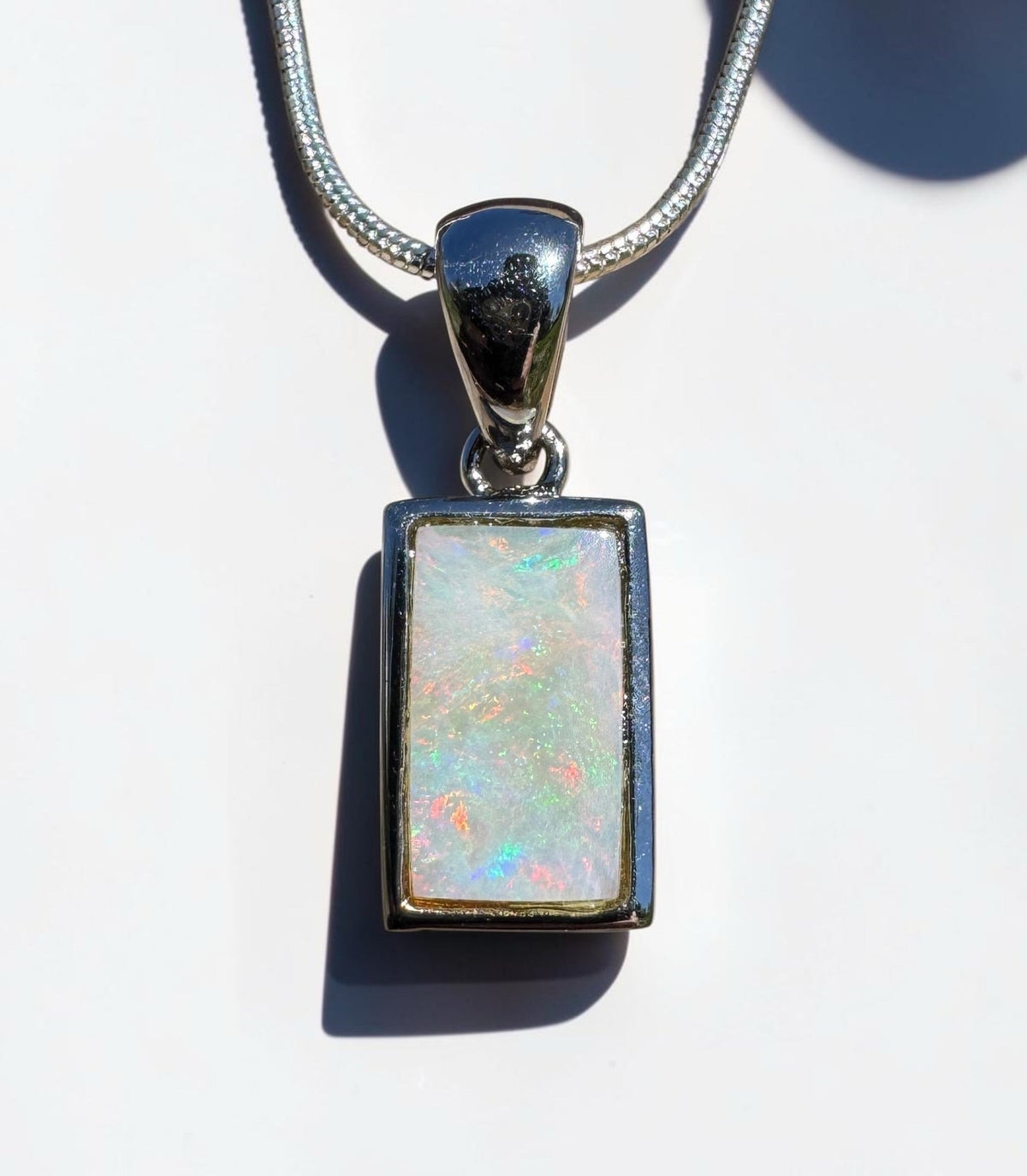 1.7ct Coober Pedy Opal Pendant Necklace ~ 'Omeo Firelight' | 925 Sterling Silver | Solid Australian Opal