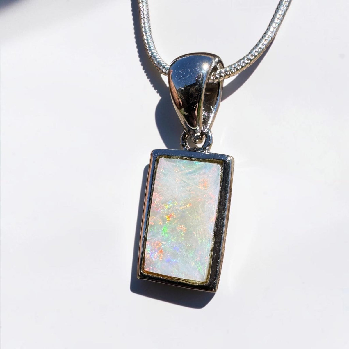 1.7ct Coober Pedy Opal Pendant Necklace ~ 'Omeo Firelight' | 925 Sterling Silver | Solid Australian Opal